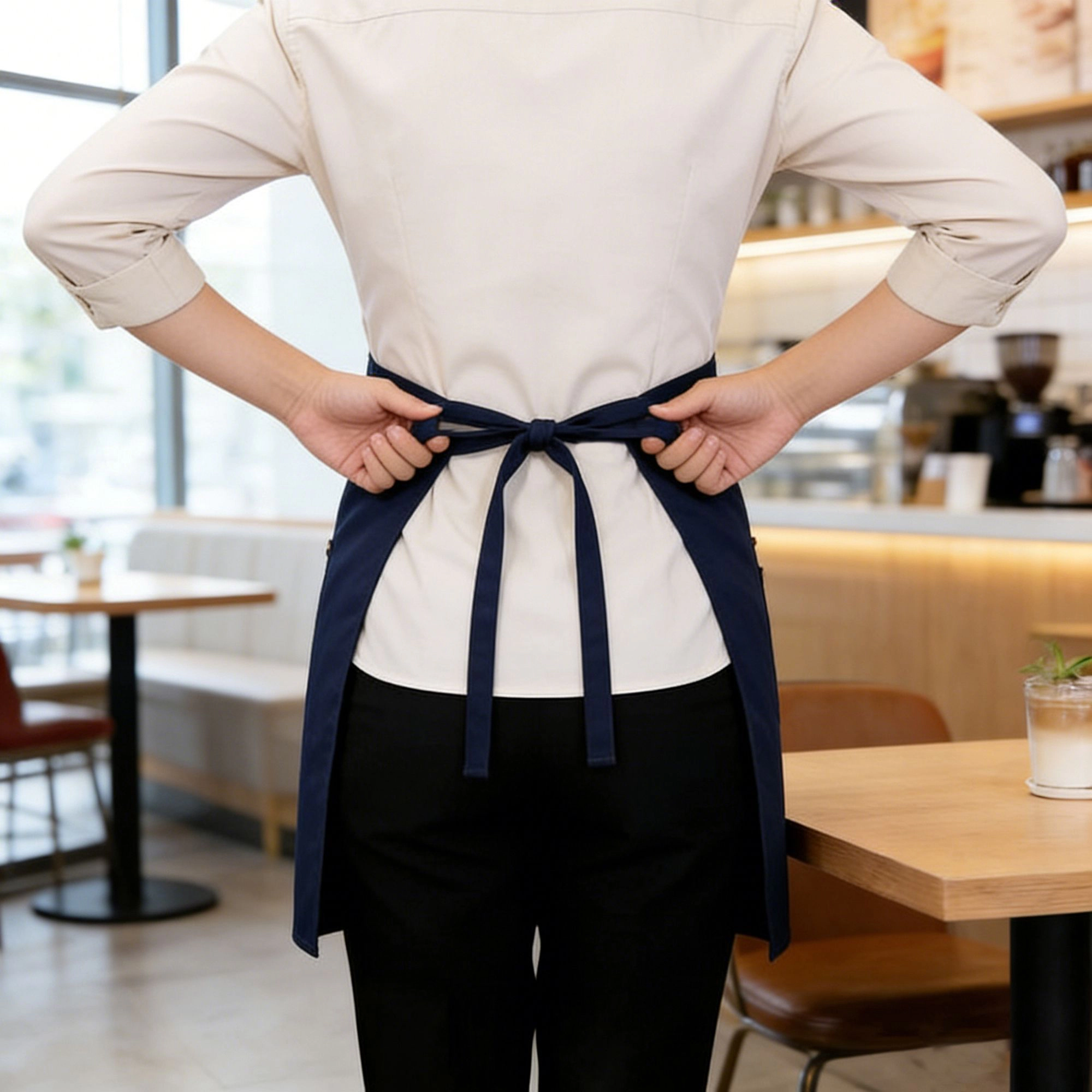 Alilang Unisex Waist Apron with Multi Pocket Storage Adjustable Tie Straps Half for Kitchen Cooking Work