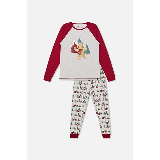Deux par Deux Womens Two Piece Holiday Print Christmas Pajama Top and Pants Set