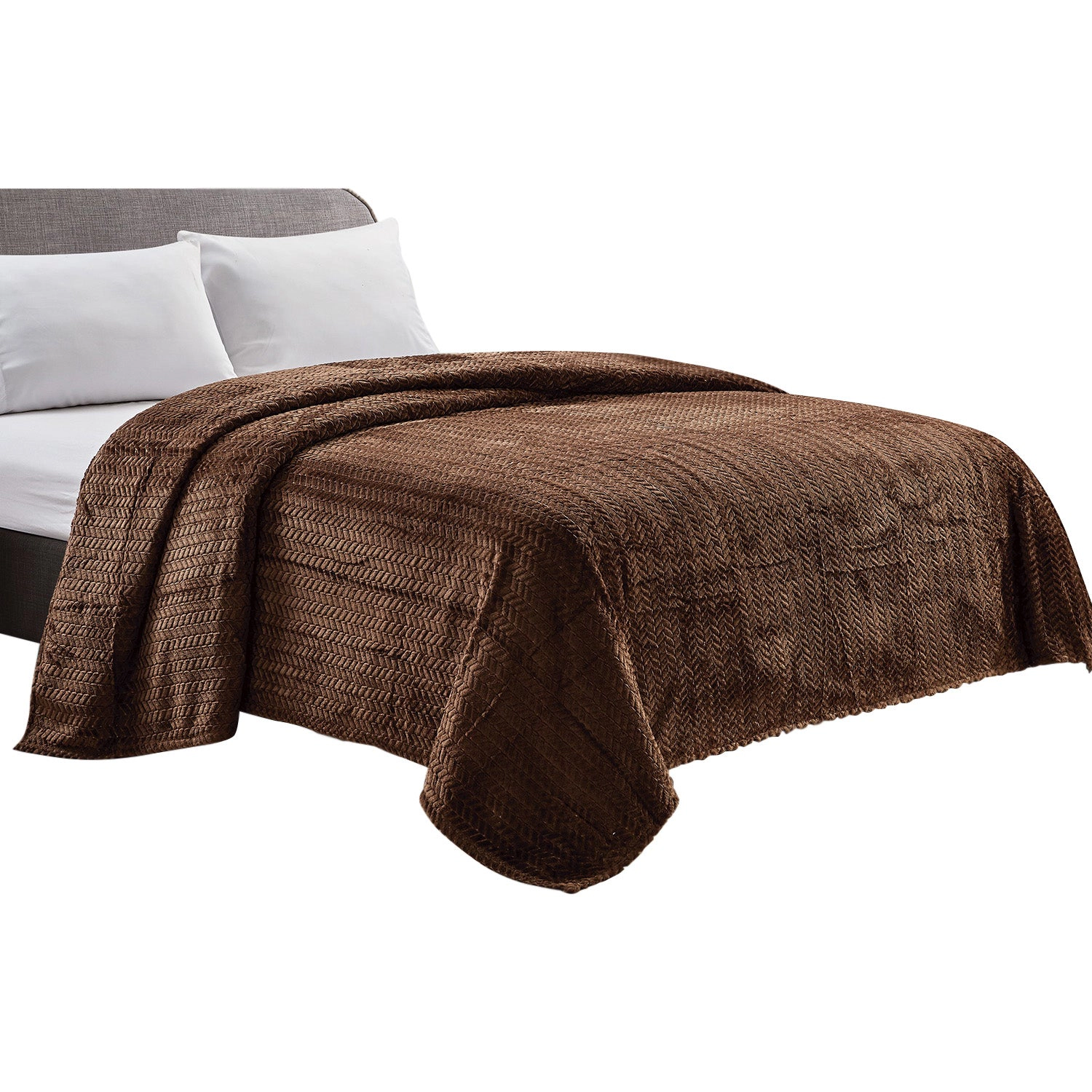 Plazatex Chevron Braided Stylish Soft Comfortable and Lightweight All Seasons Blanket Twin Chocolate