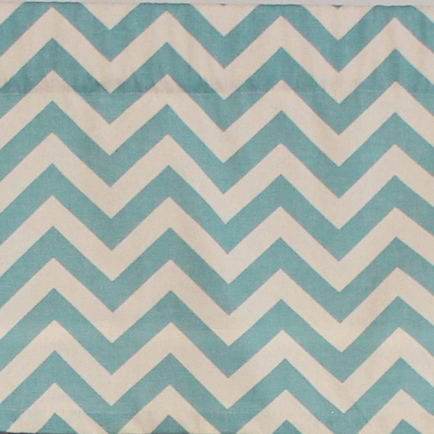 RLF Home Zig-Zag Tailored 100% Cotton with Fully Lined 3" Rod Pocket Valnance for Windows 50" x 14" Turquoise