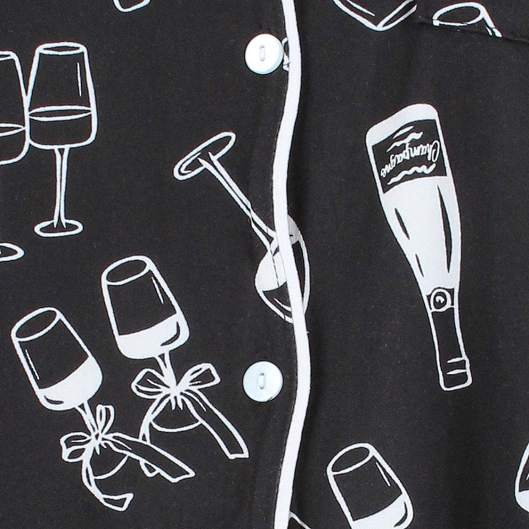 Joan Vass Women's Champagne Cheers Short Sleeve Pajama Set