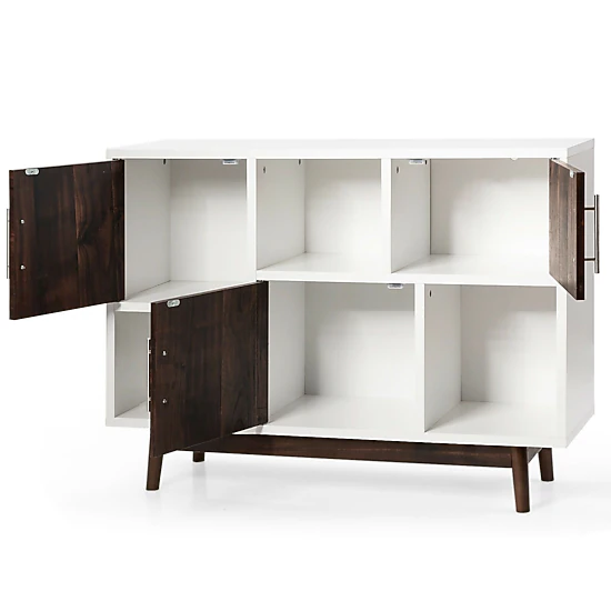 SlickBlue Unisex White Sideboard Cabinet with Six Compartments