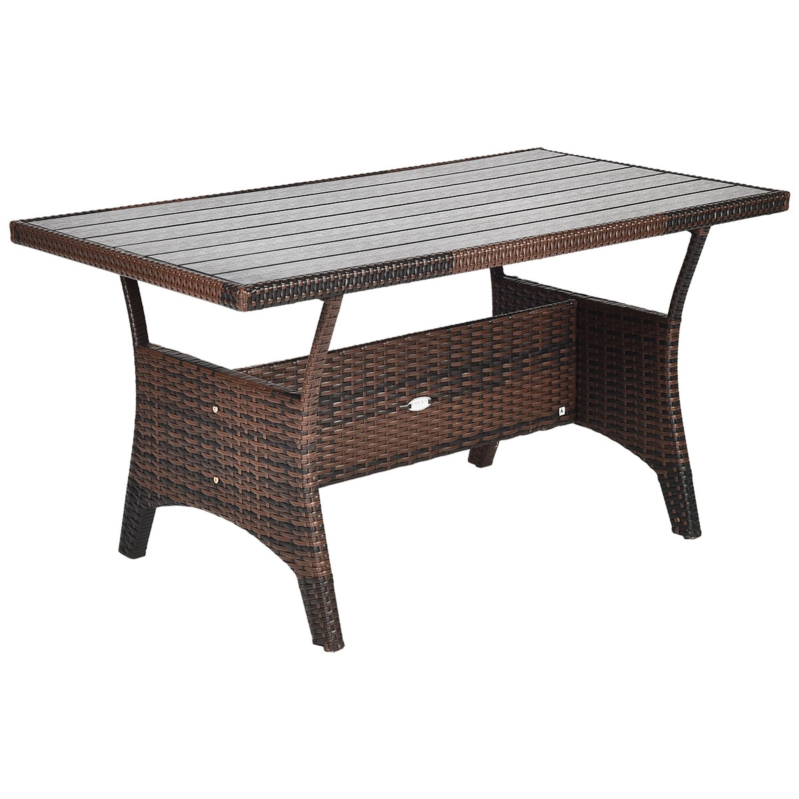 SUGIFT 51 in Dining Table 3-Piece Beige Hand-Woven Rattan Outdoor Sofa Set