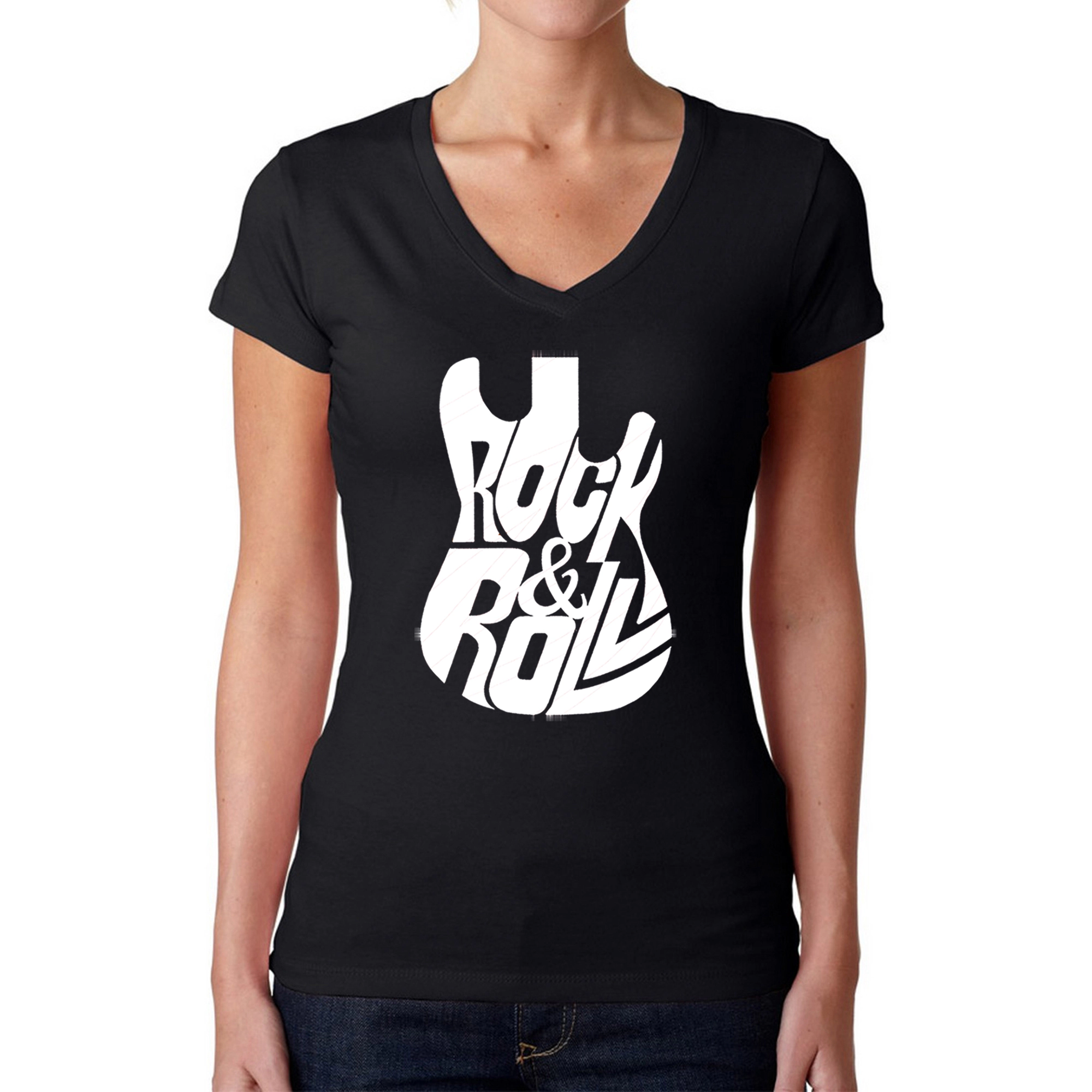 LA Pop Art Womens Word V-Neck T-Shirt