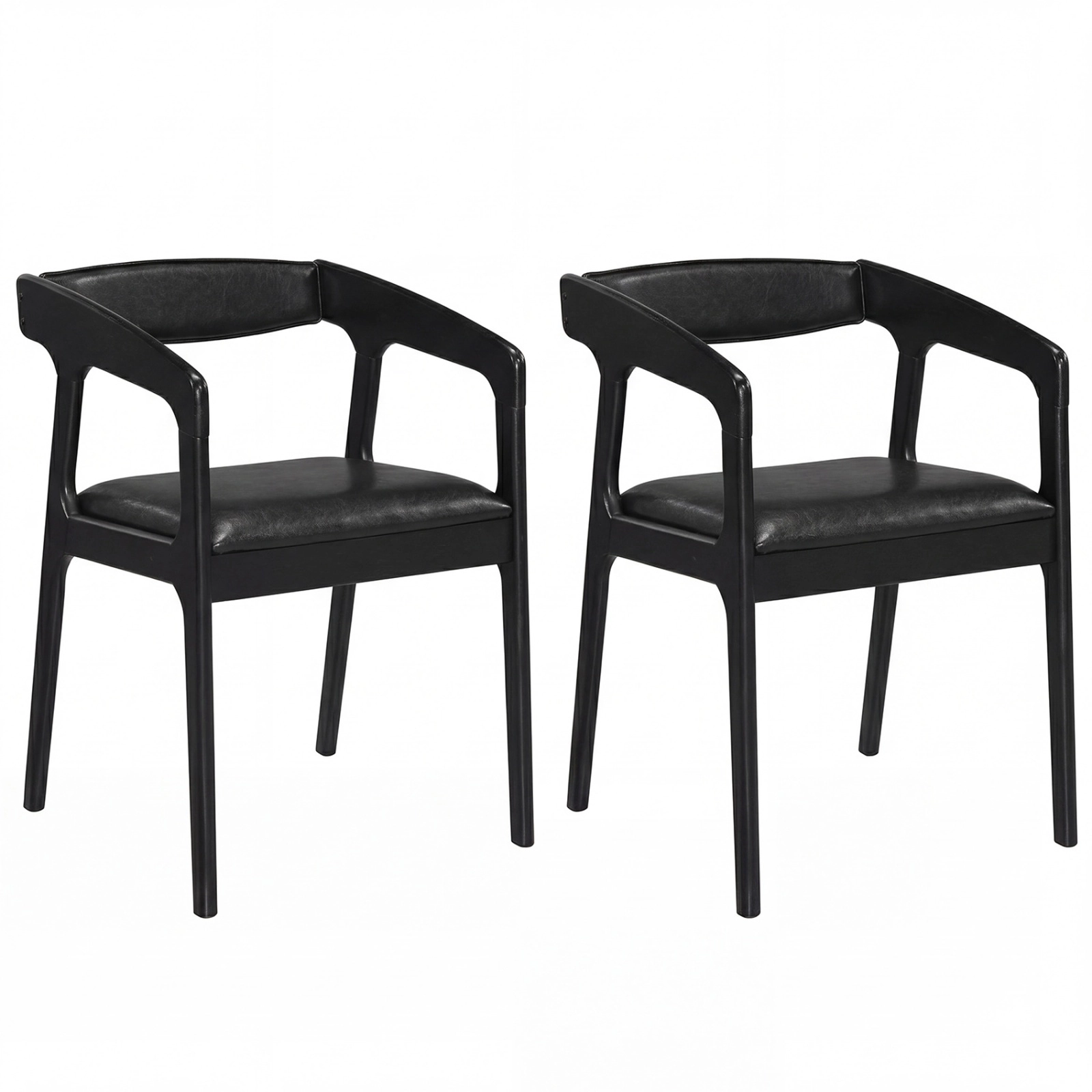 SUGIFT Ergonomic Upholstered Dining Armchairs Set of 2 with Padded Seat Cushion 265-Lb Capacity 21-in Tall Brown & Black