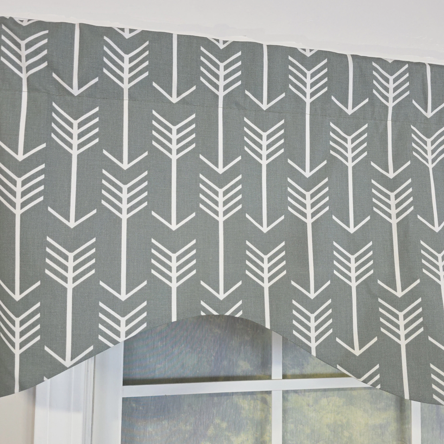RLF Home 100% Cotton Native Cornice With Poly/Cotton Ivory lining Rod Pocket Valance 50" x 17" Gray