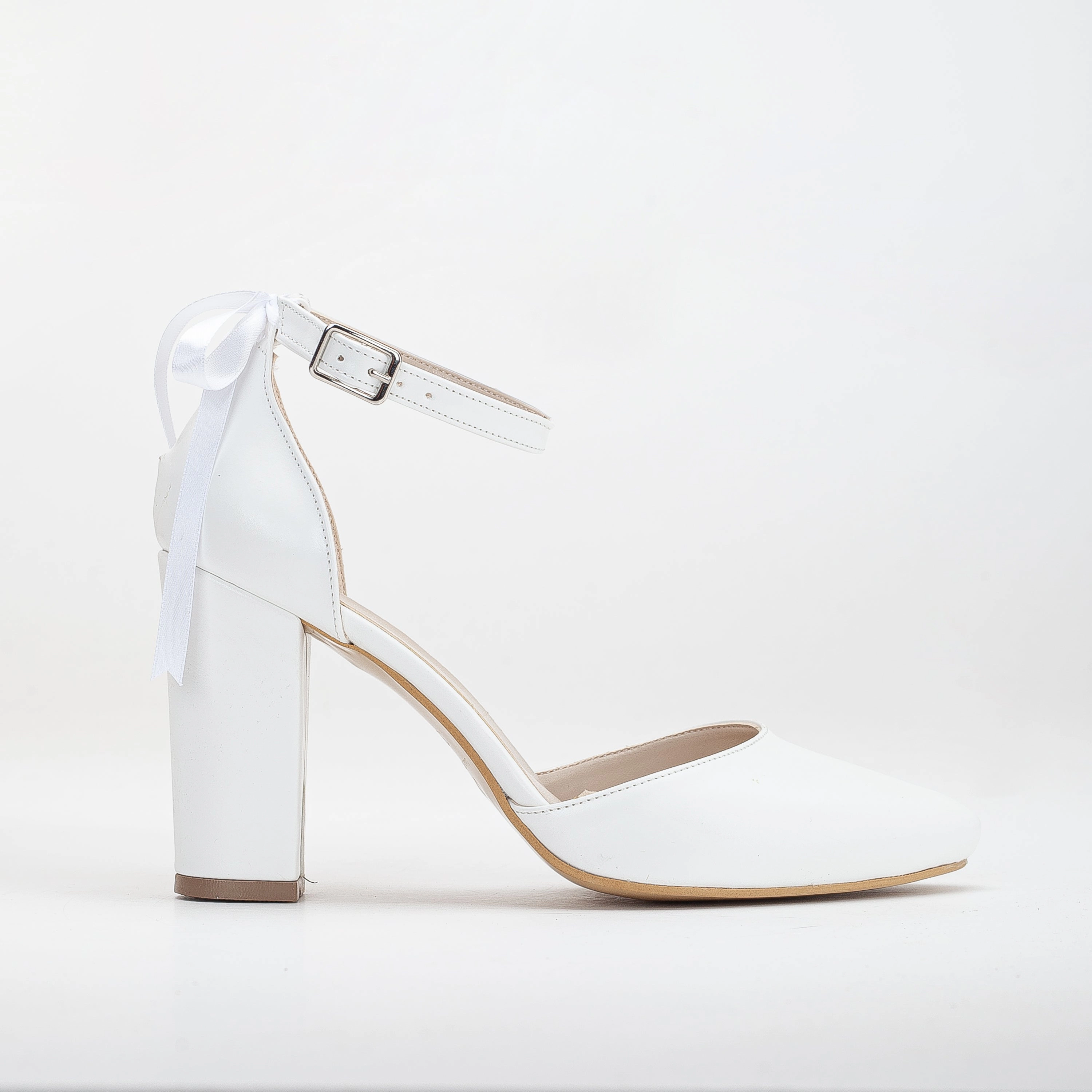 Forever & Always Womens Jolie High Block Heels with Ribbon