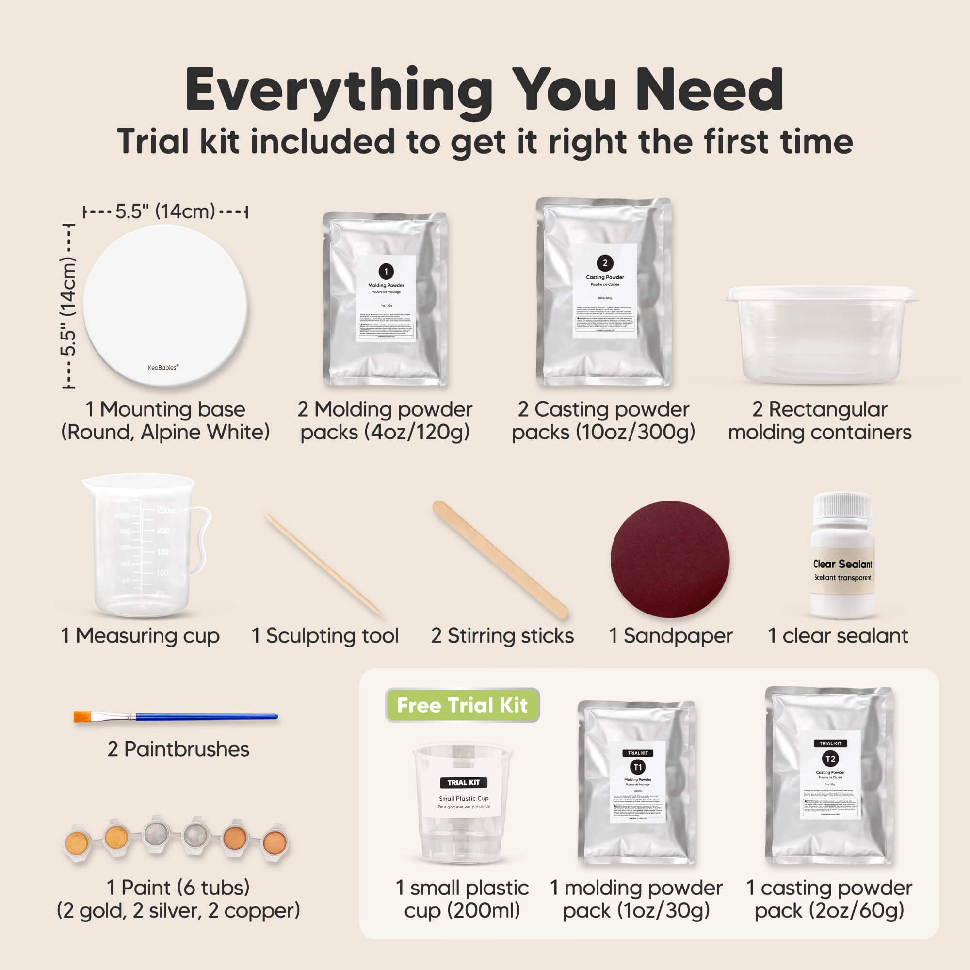 KeaBabies Reve Baby Casting Kit for Hand and Foot