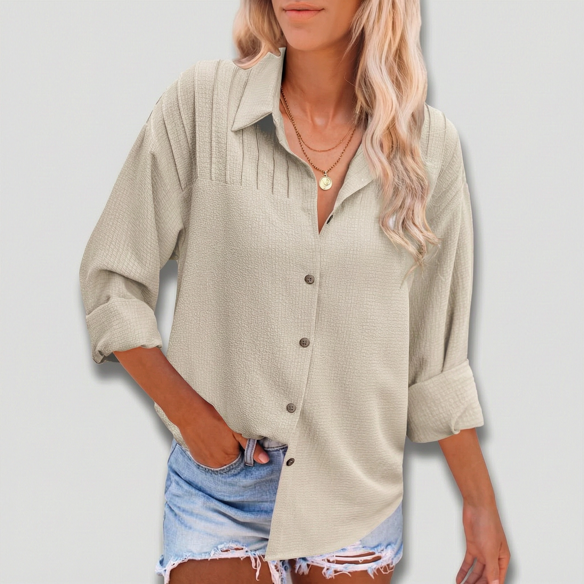 Zeagoo Women'  Button Down Shirts Casual Pleated Long Sleeve Shirt