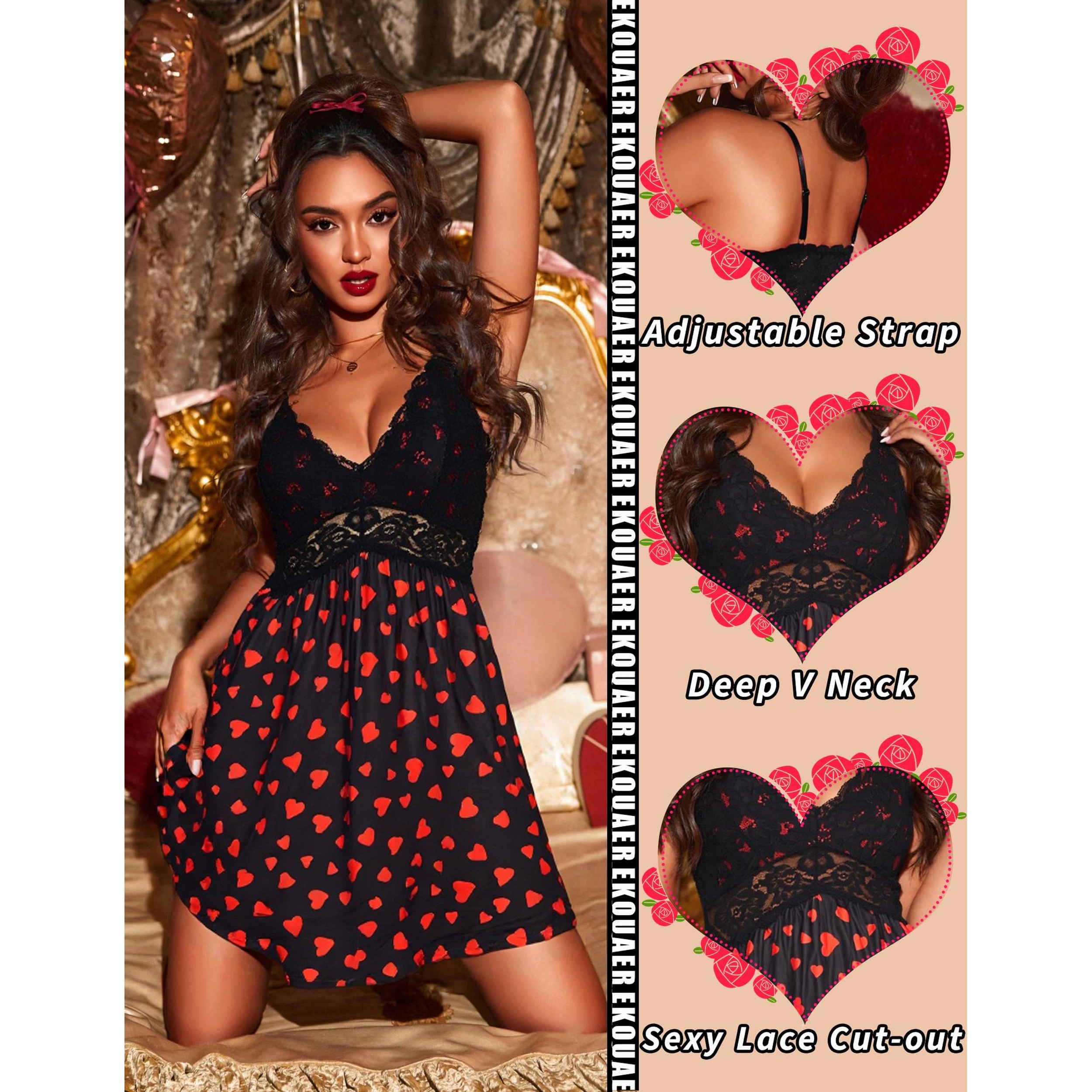 Ekouaer Night Gowns for Woman Wedding Lingerie Bride Cute Nightgowns Pajama Dress Babydolls