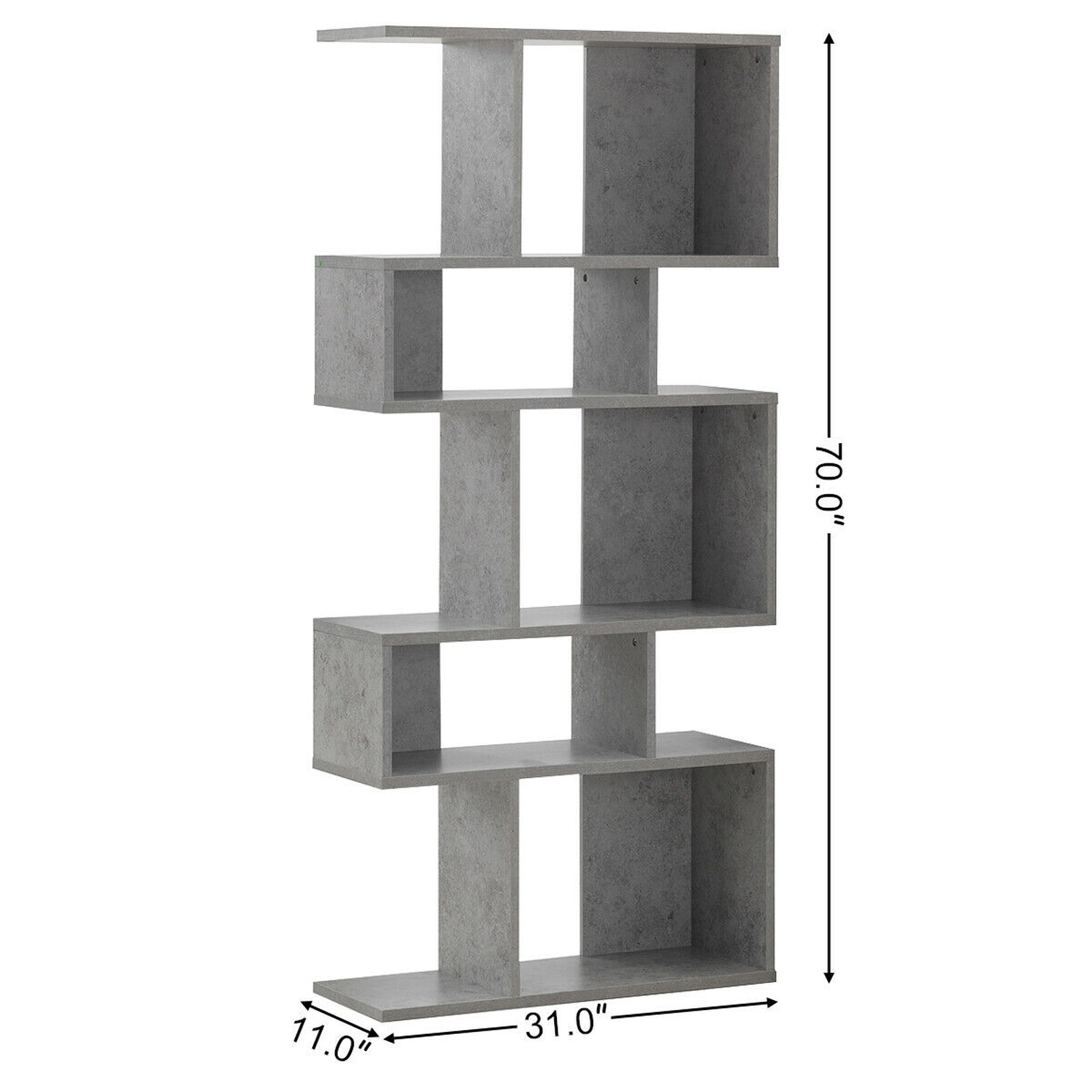 SUGIFT 5-Cube Ladder Corner Bookshelf 70 Tall Display Rack