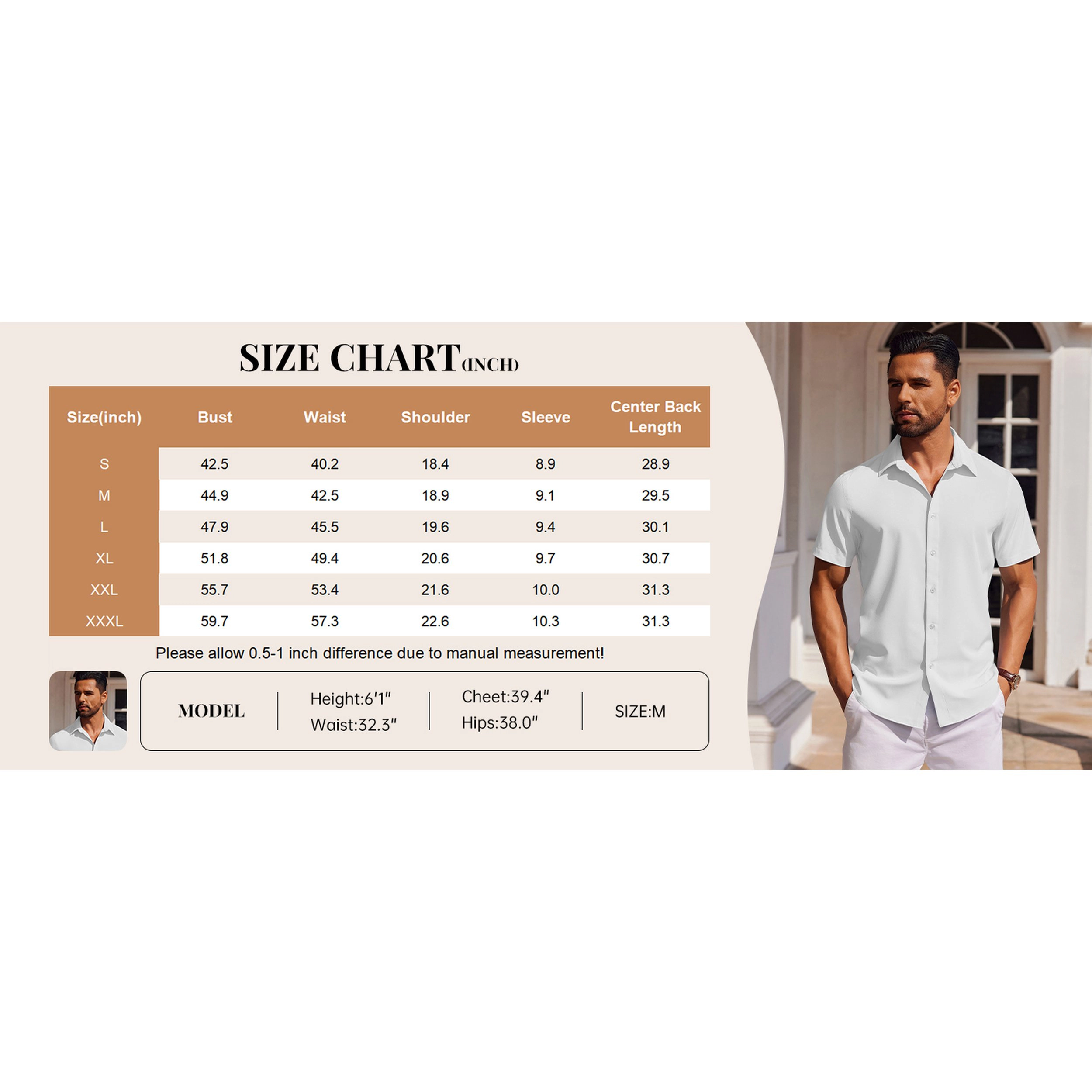 COOFANDY Mens Short Sleeve Button Down Shirt  Lapel Collar Casual Dressy Tops