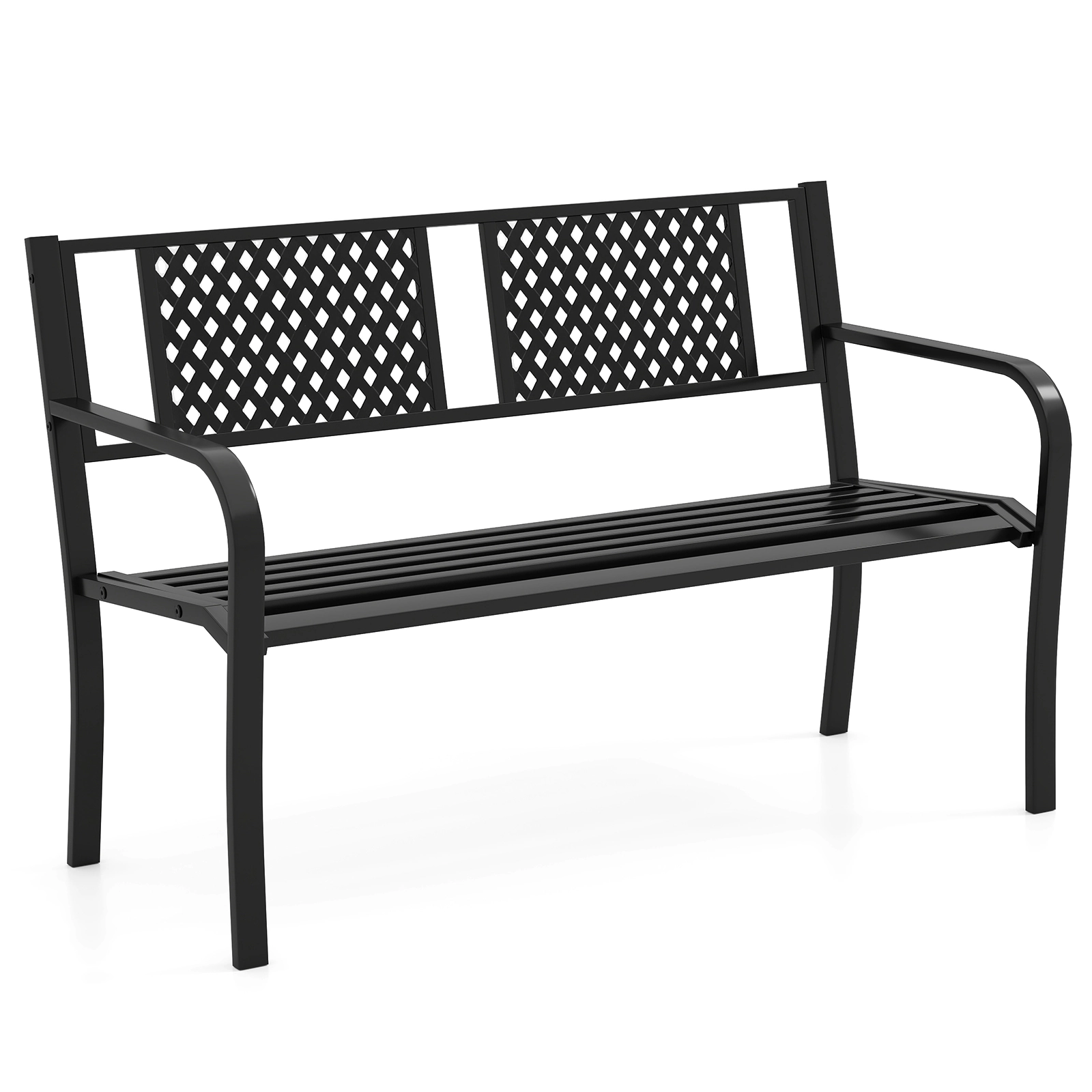 LJG Outdoor Bench Metal Loveseat Patio Bench for 2-3-Person