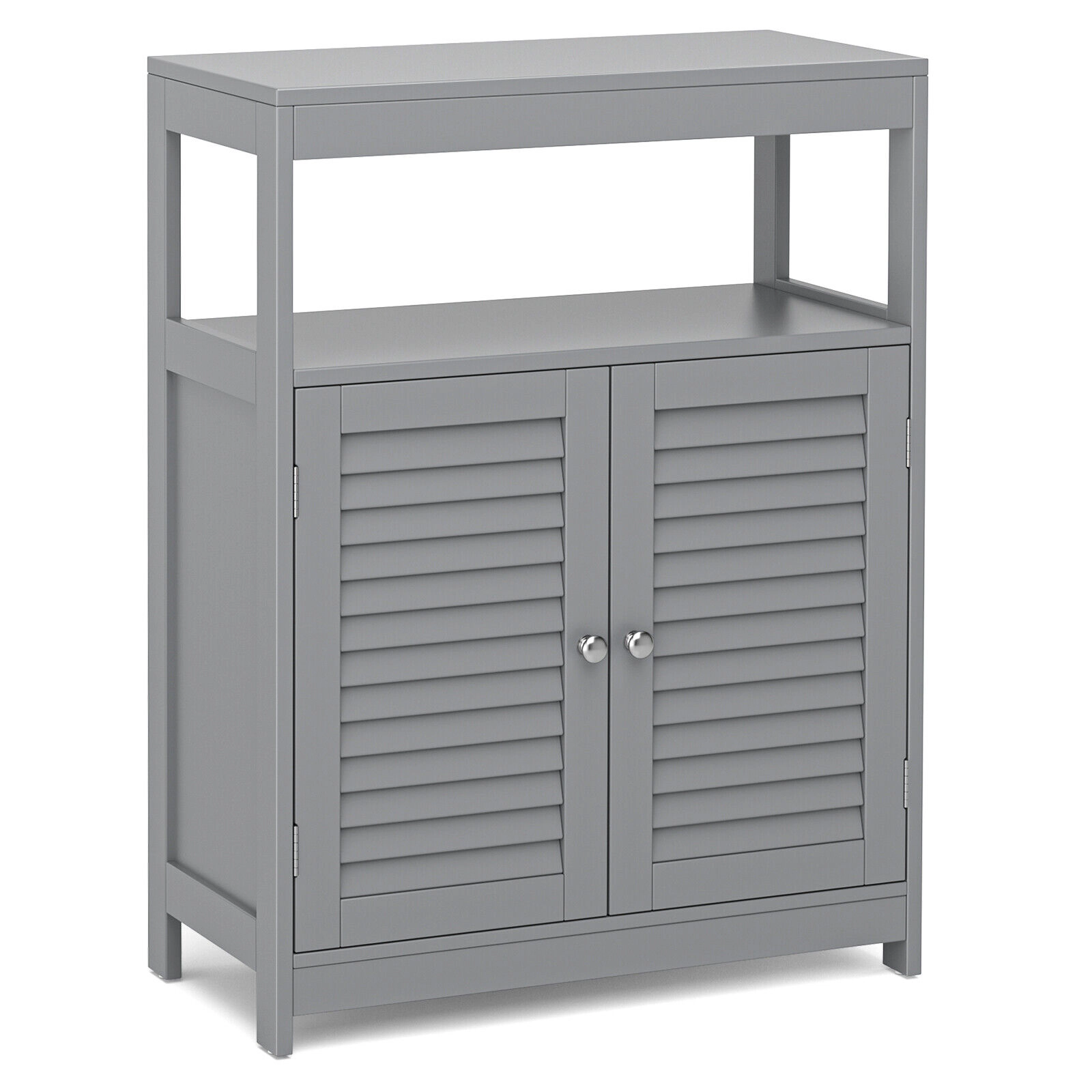 SlickBlue Bathroom Floor Cabinet with Shutter Doors and Storage