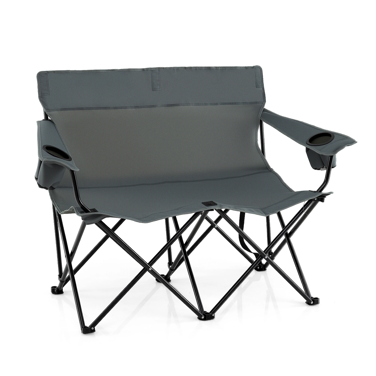 SUGIFT Gray 2-Person Folding Camping Loveseat with 2 Cup Holders and Carry Bag 52-in W 26-in D 660-lb Seat Capacity