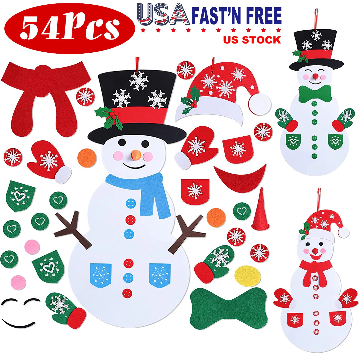 GBruno DIY Felt Christmas Snowman Decoration Kit