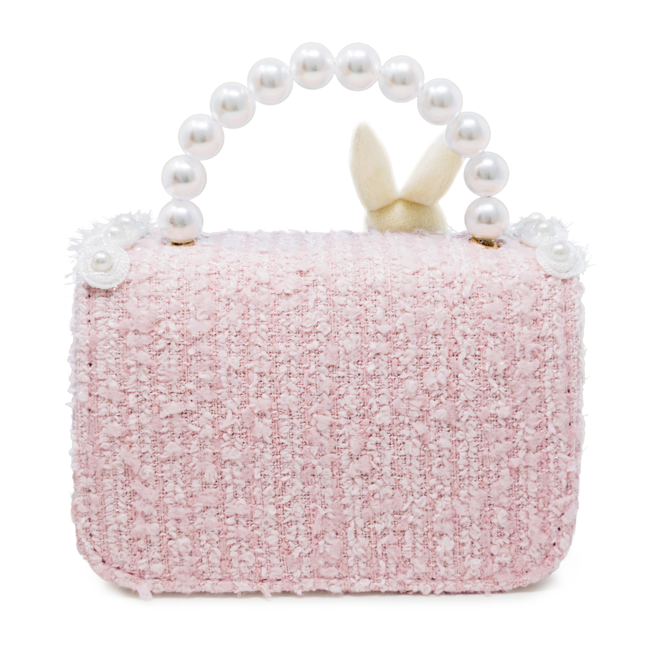 Puttisu Kids Bunny Royale Tweed Handbag with Pearl Handle