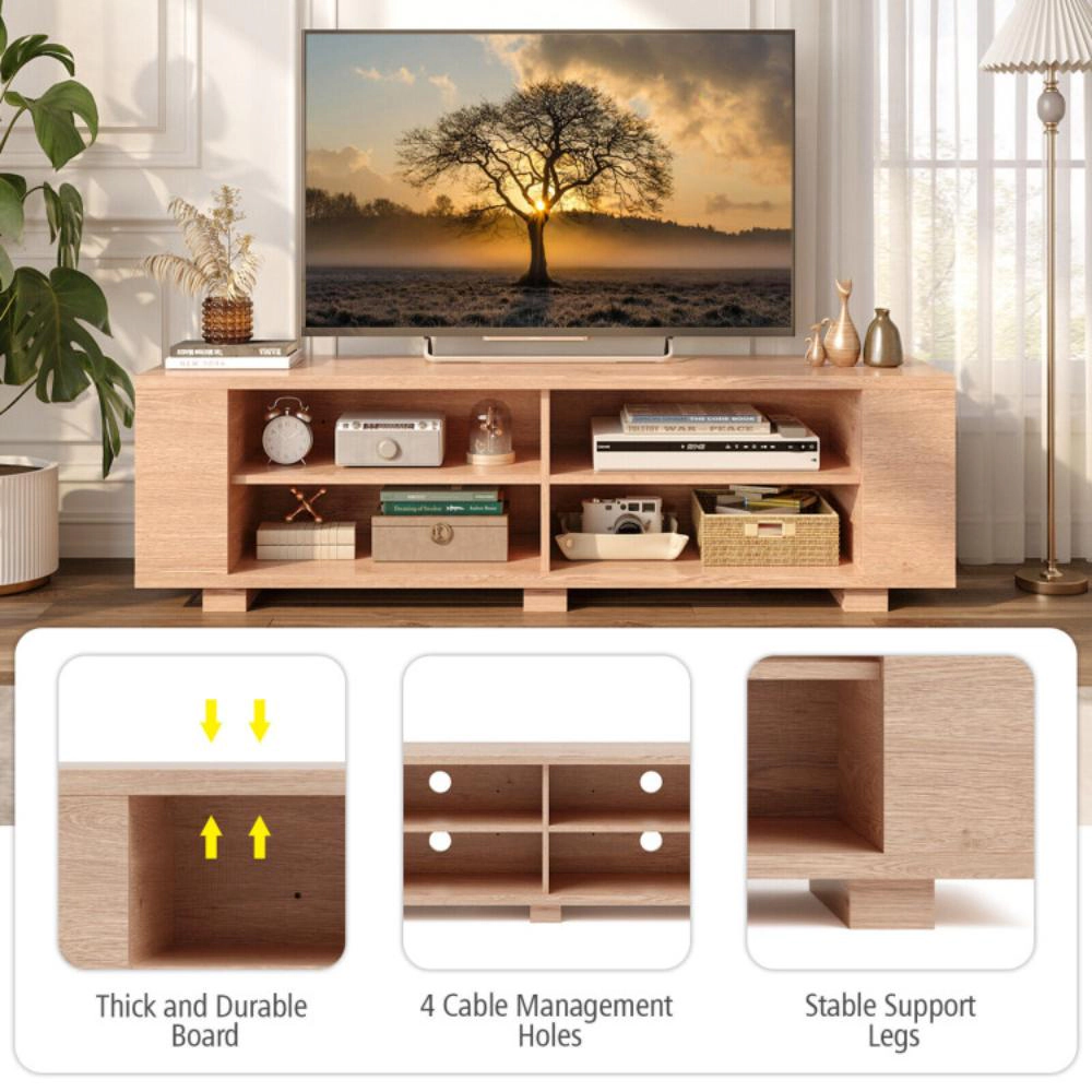 Hivvago Tv Stand Modern Wood Storage Console Entertainment Center