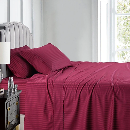 Egyptian Linens 608 Thread Count Damask Stripe Cotton Top Split Flex ...