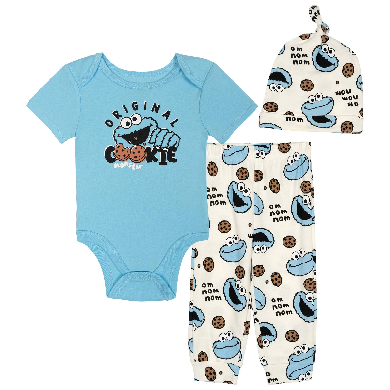 Sesame Street Baby 3-Piece Bodysuit Pants and Hat Set