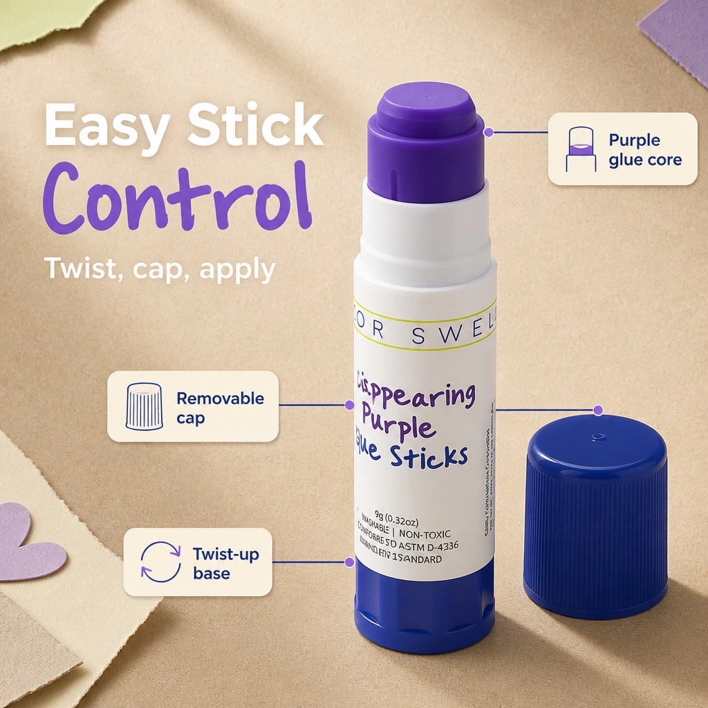 Color Swell Blue Glue Stick, 60 Pack, Disappearing Purple