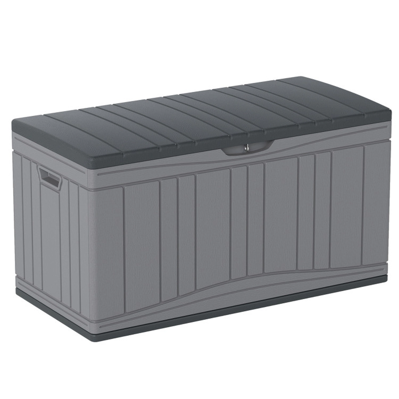 SUGIFT 80 Gallon HDPE Storage Box Deck Box with Lockable Lid 330-lb Capacity 45-in Wide Garden Tools Cushions Gray