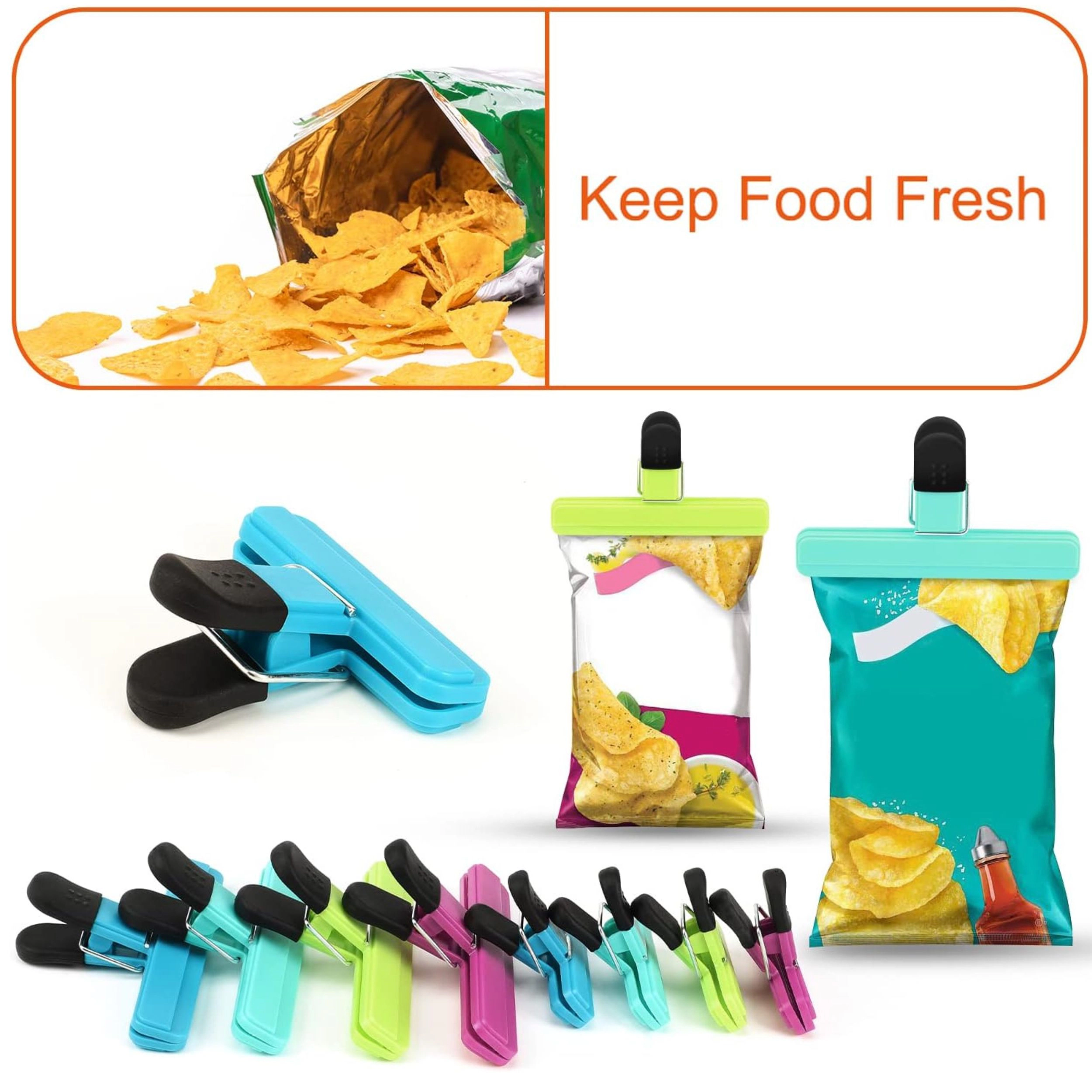Stock Preferred Chip Clips Food Bag Wide Grip Airtight Seal for Storage
