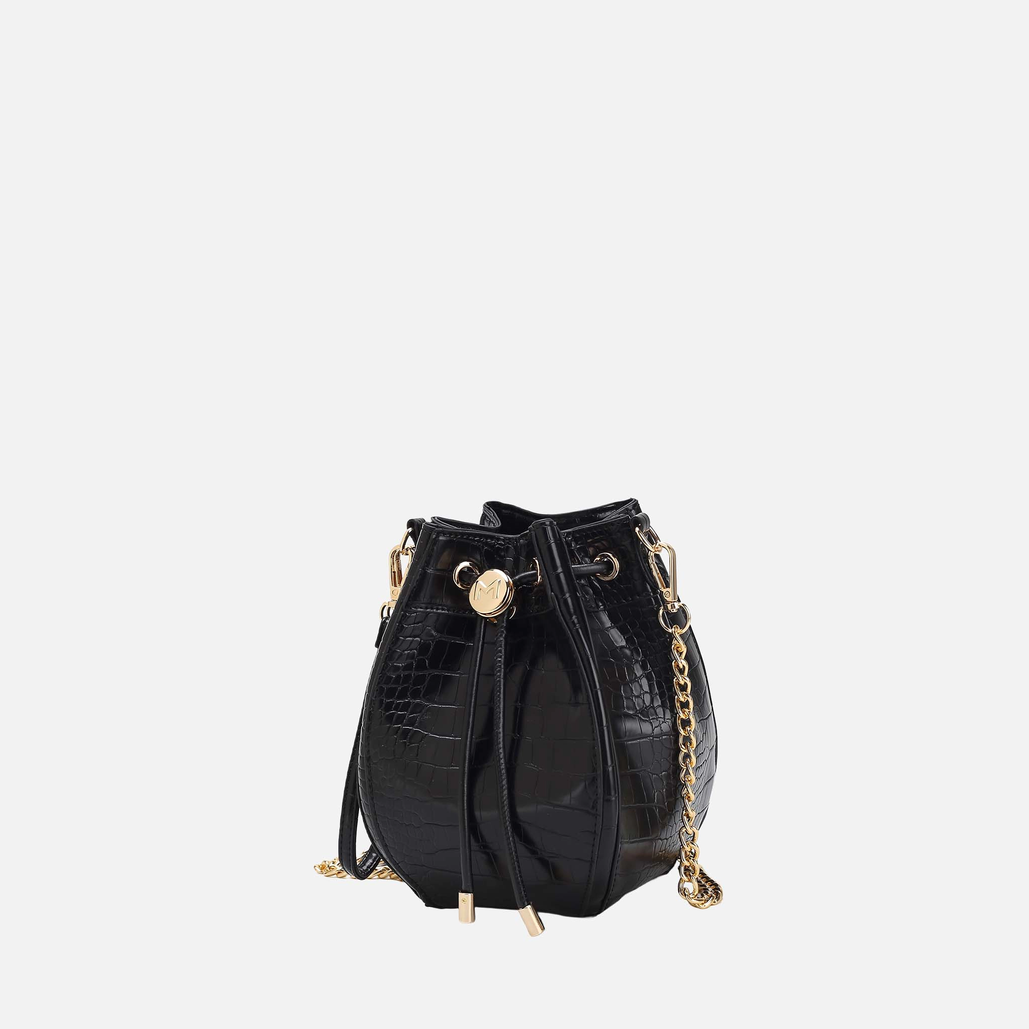 MKF Collection by Mia K Cassidy Croco Embossed Vegan Leather Hobo Bucket Bag