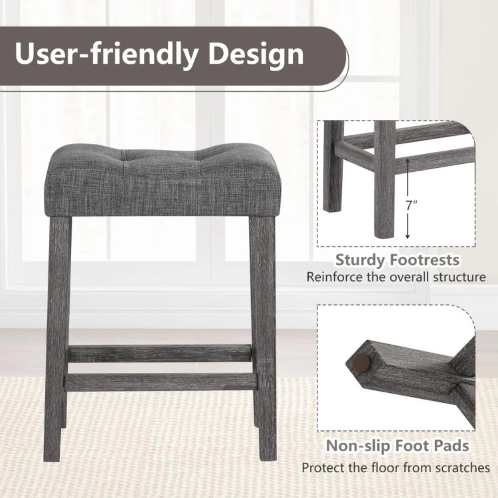 Hivvago Set of 2 Saddle-Seat Bar Stools with Padded Cushions