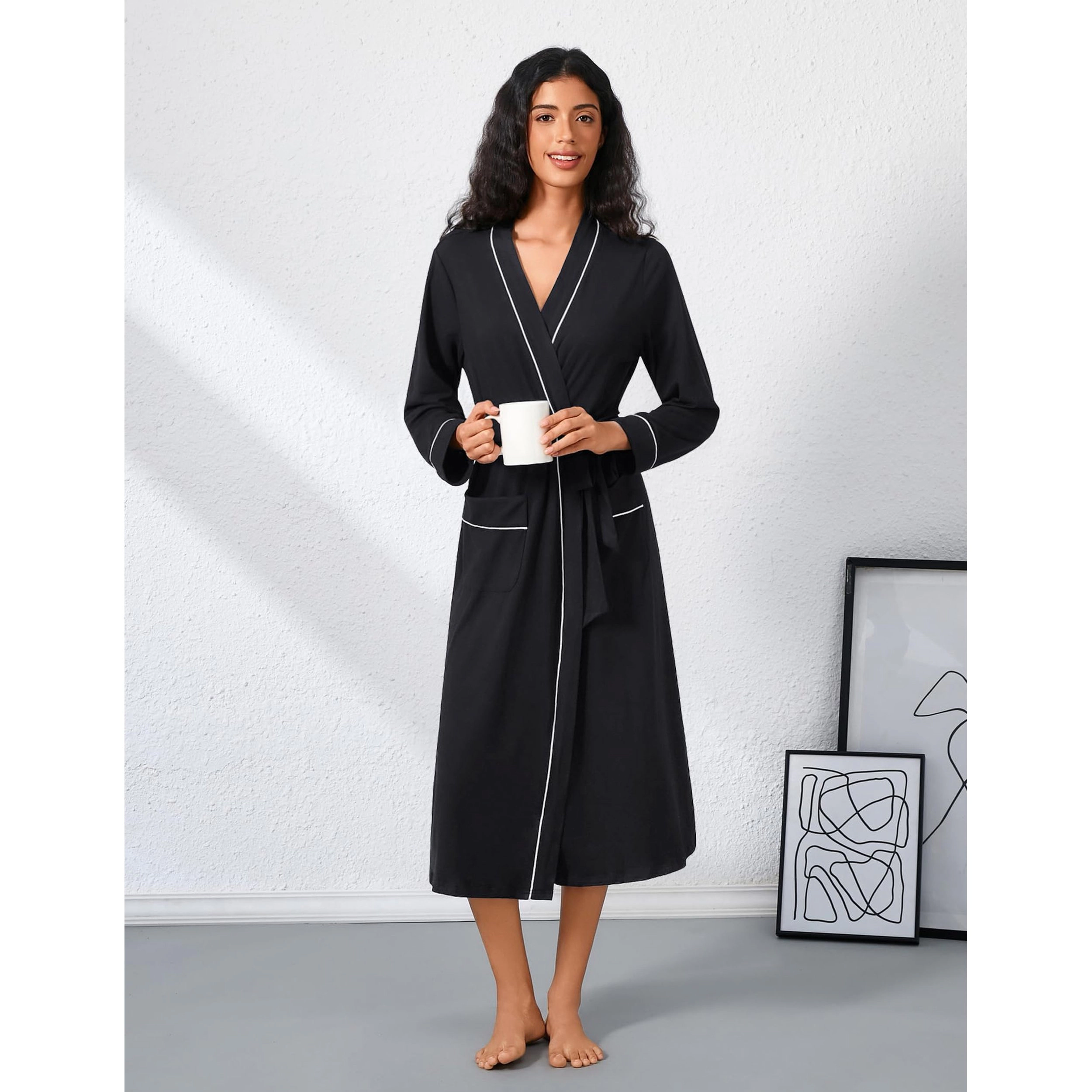 Ekouaer Womens Robe Long Bathrobe Lightweight Soft Kimono Robes Ladies Casual Loungewear