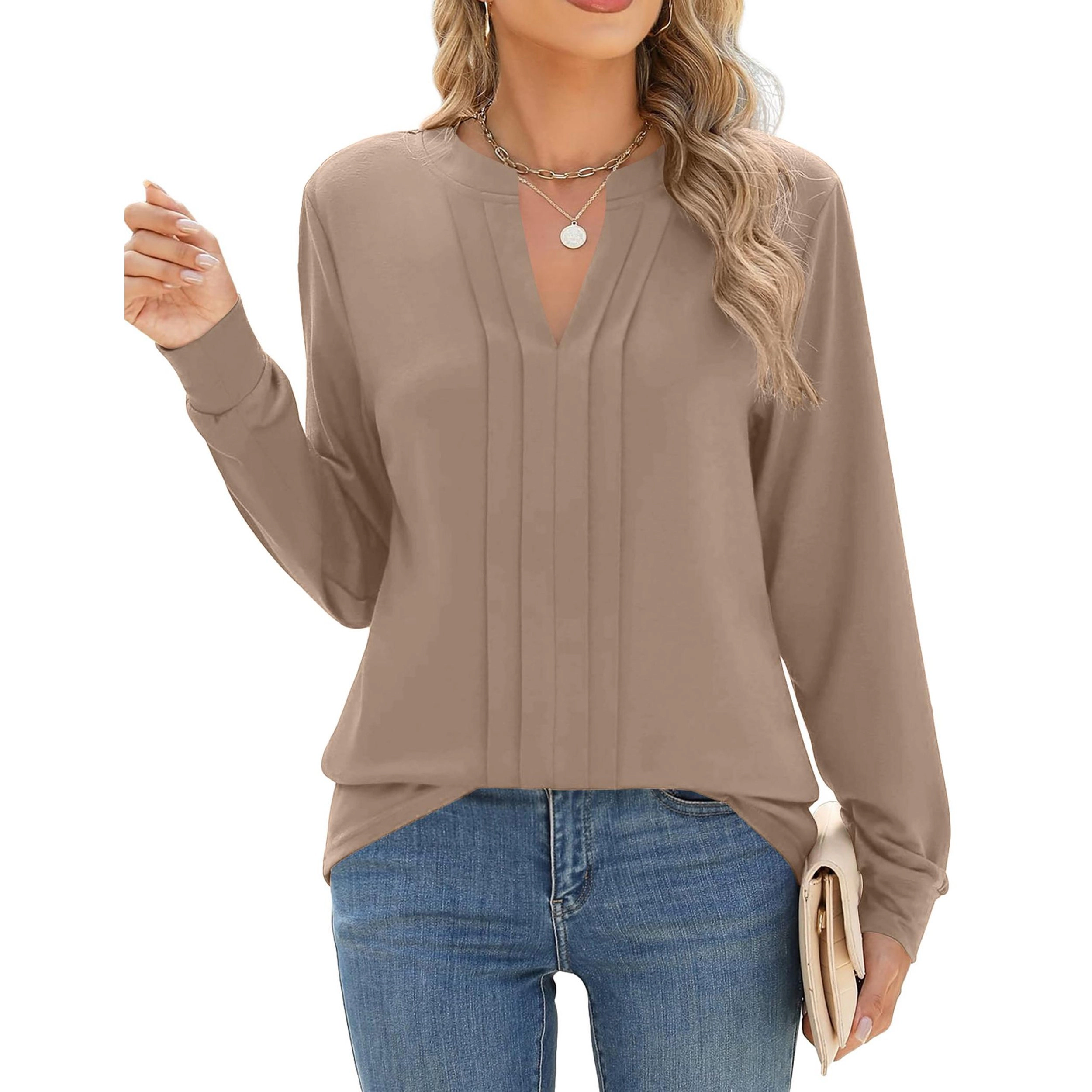 Zeagoo Women Henley V Neck Tunic Blouse