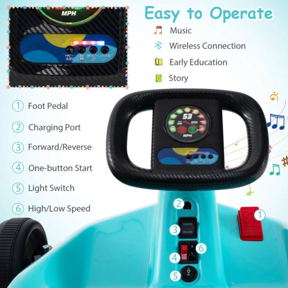 Hivvago 12V Electric Go Kart for Kids Race Toy with Remote Control and Music