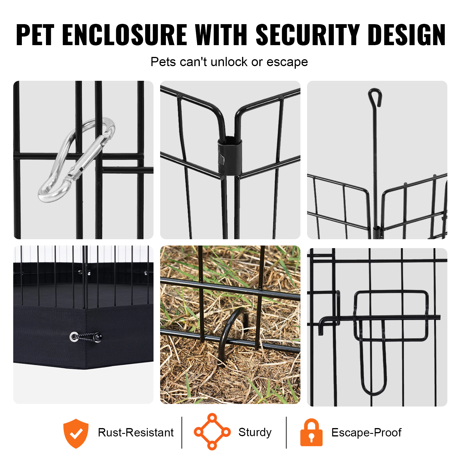 HONGGE 4-Panel Foldable Metal Dog Playpen with Door, 36 x 36 in Exercise Pen, 24 in Tall, Small to Medium Pets