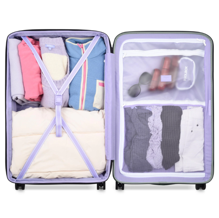 Spin Me Away 29-Inch Hardside Expandable Spinner Luggage, Checked-Large, Sage Green