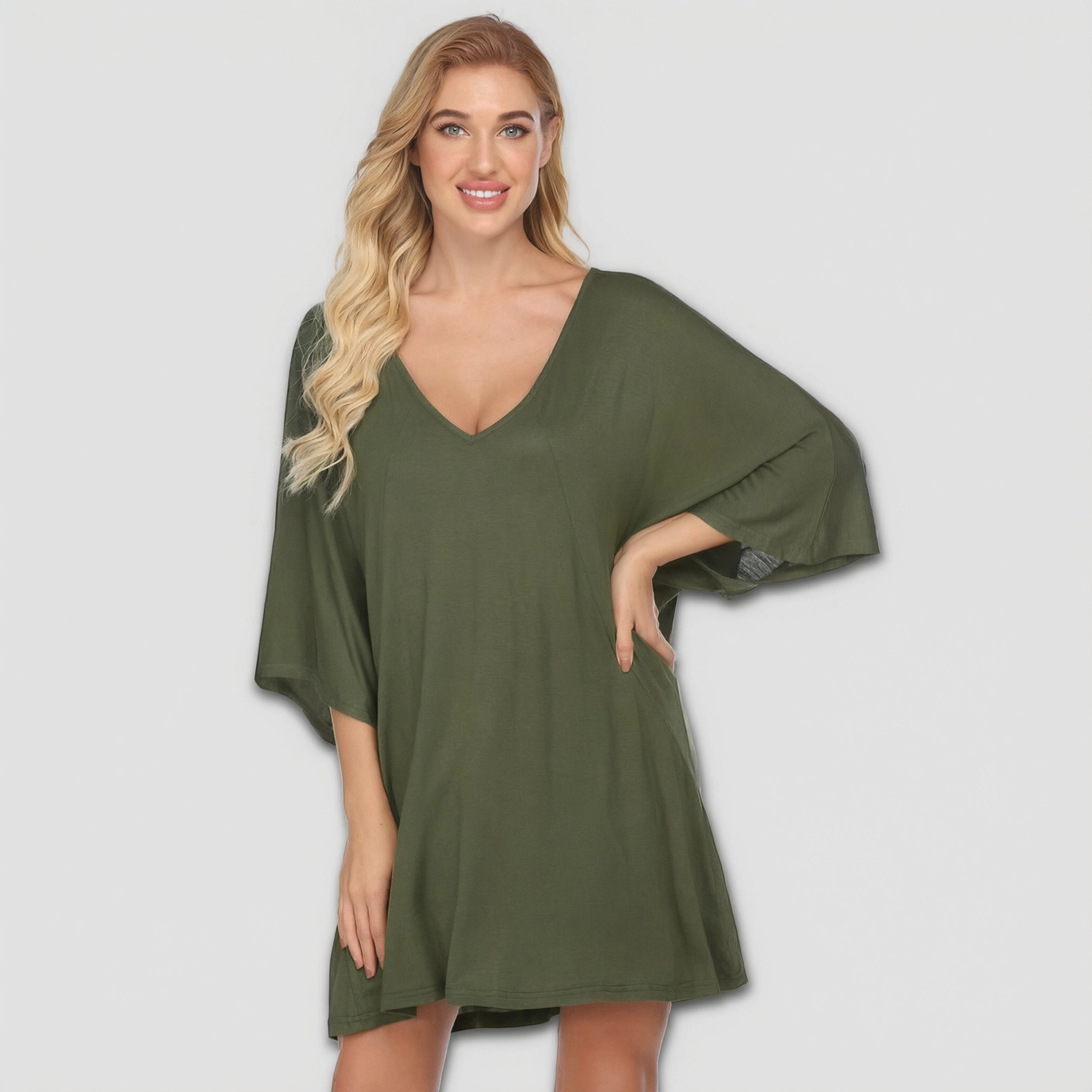 Ekouaer Womens Sleepshirt Nightgown Batwing Nightshirt Oversized Sleepwear