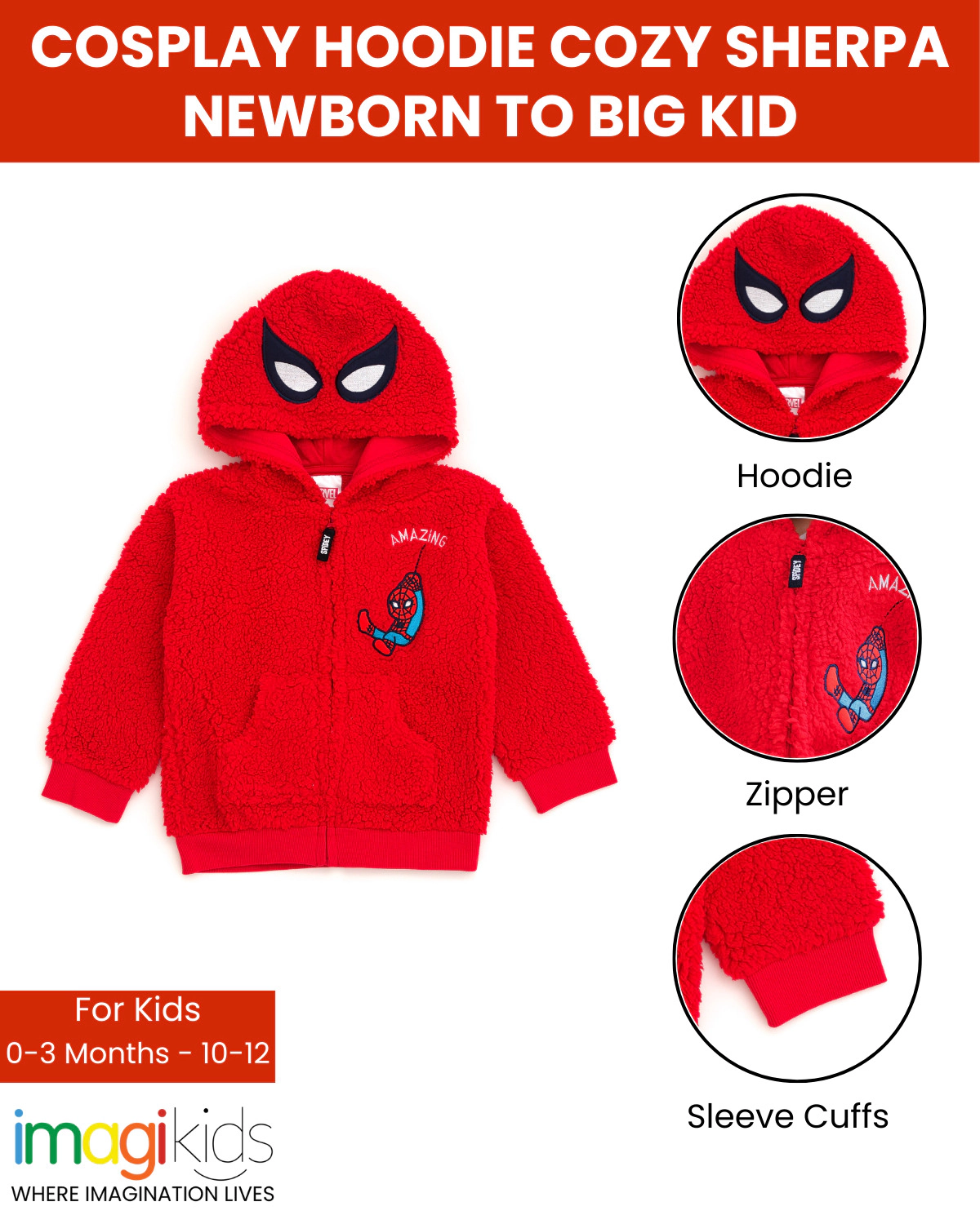 Marvel Spider-Man Boys' Cosplay Zip-Up Hoodie