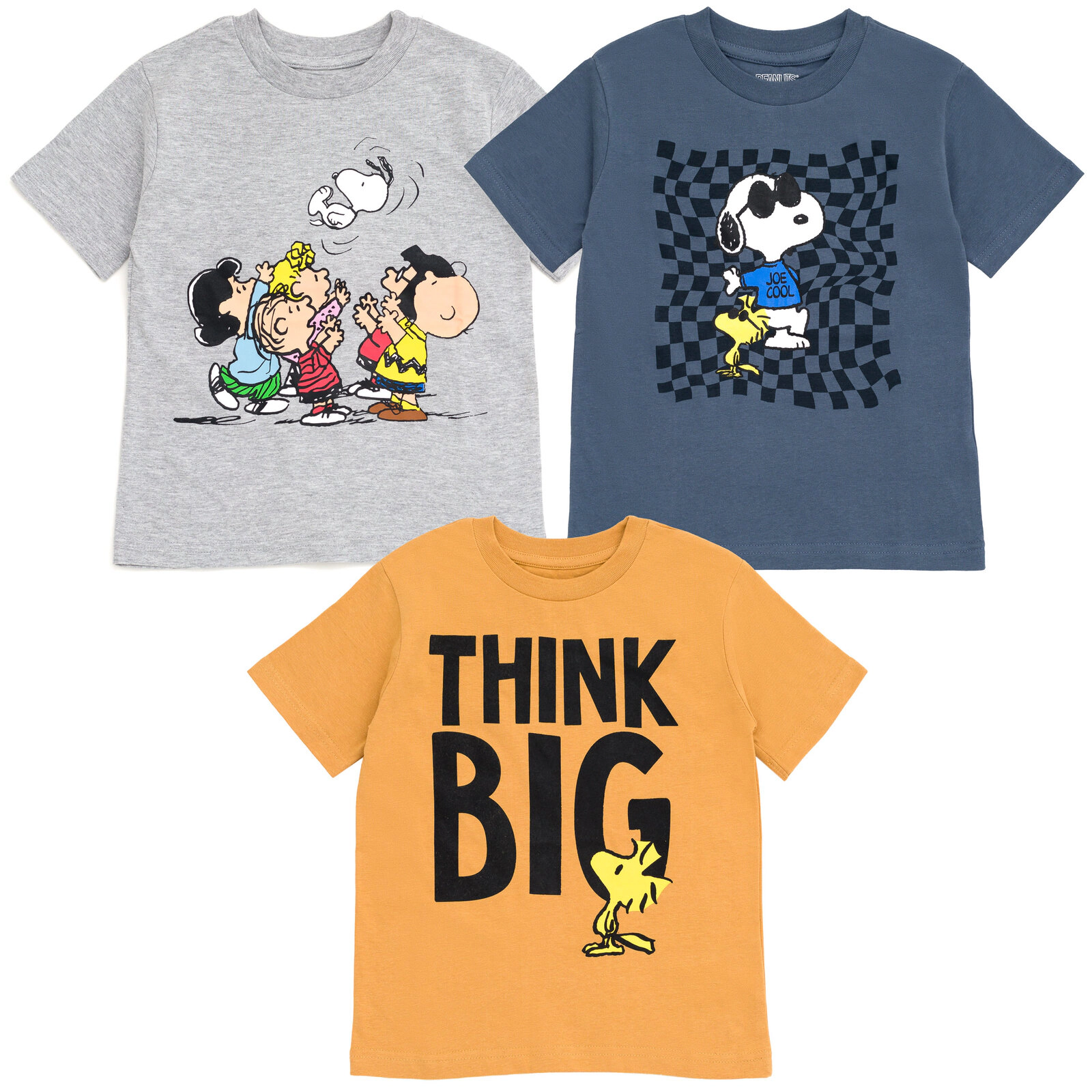 Peanuts Boys' 3-Pack Short Sleeve T-Shirts