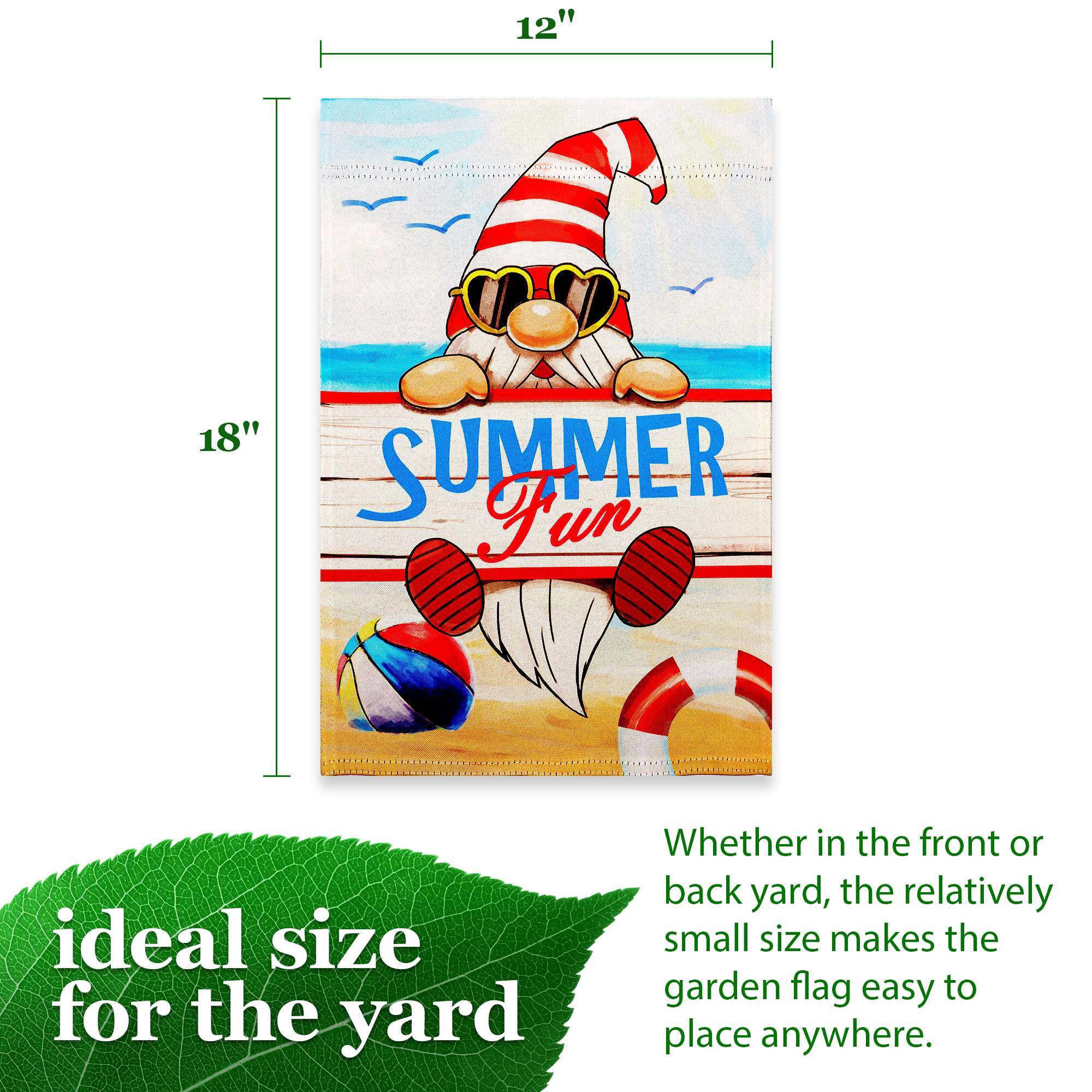 G128 Summer Gnome Garden Flag 12x18 In Double-Sided Blockout Polyester