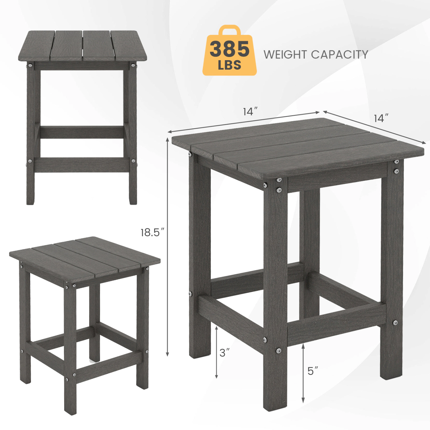 Hivvago Set Of 2 14 Inch Square Weather-Resistant Adirondack Side Table