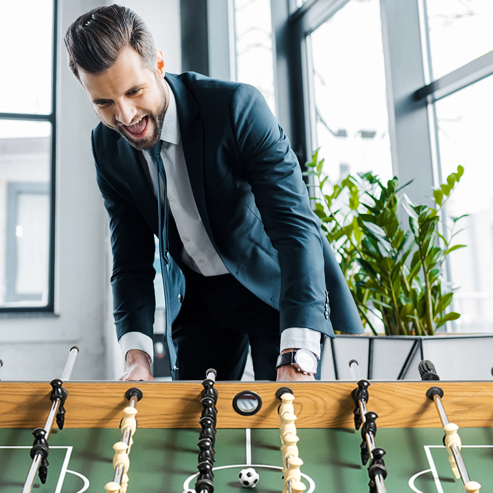 SUGIFT 48-in Competition Sized Home Recreation Wooden Foosball Table for Kids and Adults Brown