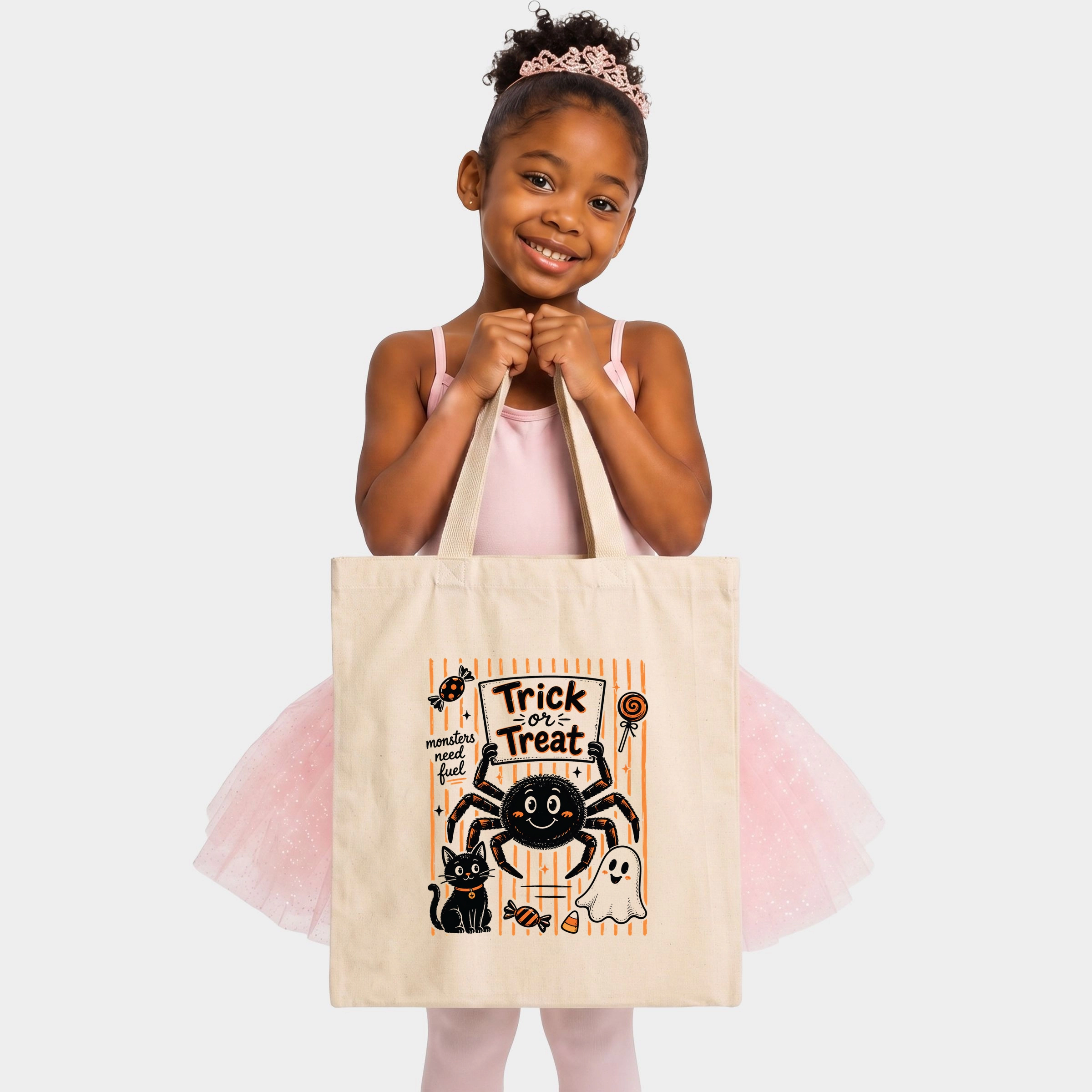 Simply Sage Market - Canvas Tote - Trick or Treat Spider Stripes