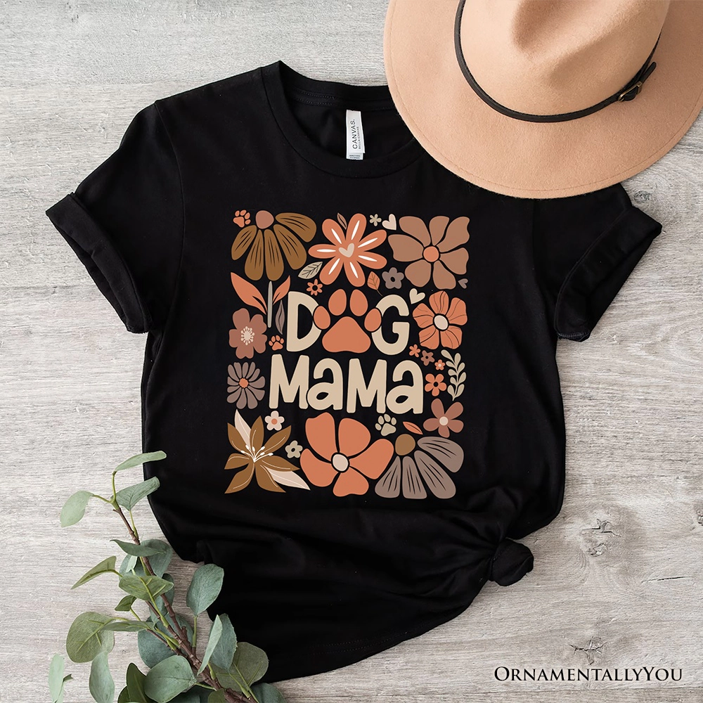 OrnamentallyYou Womens Dog Mama Boho Floral T-Shirt