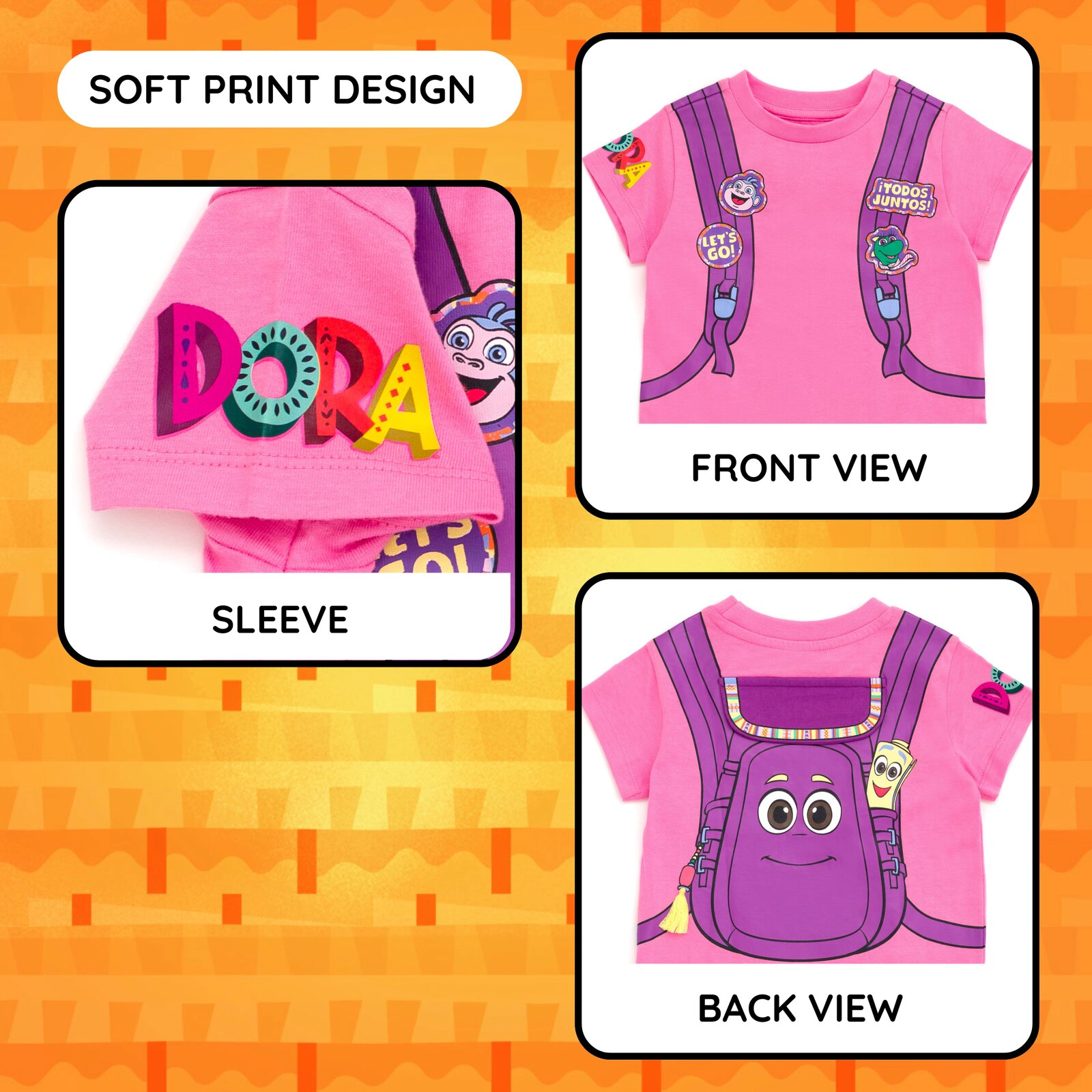 Dora the Explorer Girls' Cosplay 2-Piece Tee and Shorts Set
