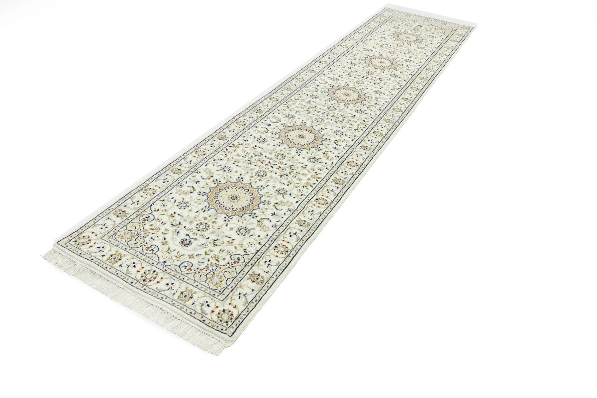 Magic Rugs 2'10 x 12'6 Hand Knotted Floral Indo-Nain Wool Runner Rug