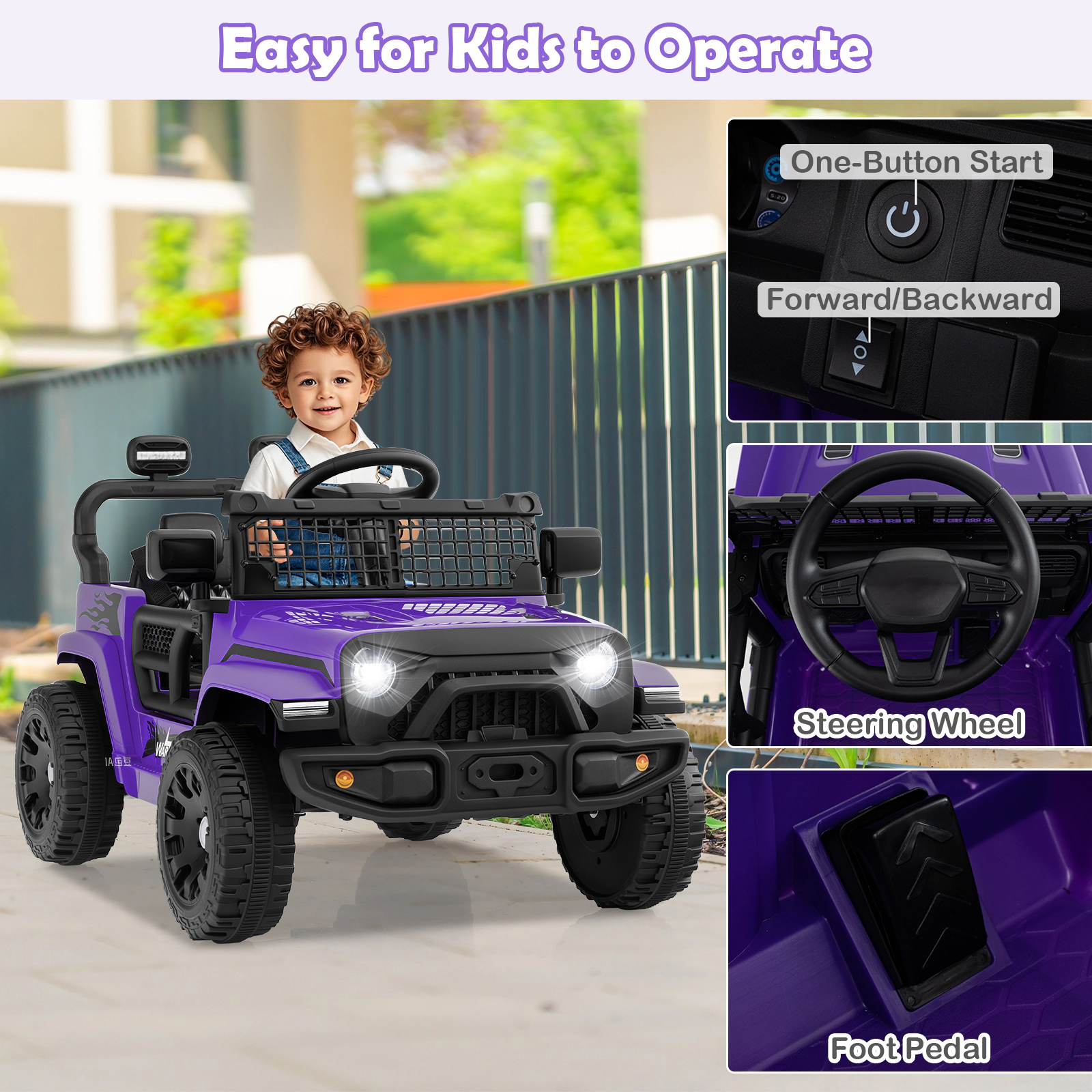 SUGIFT Spring Suspension 12V Kids Ride On Truck Battery Powered Electric Vehicle