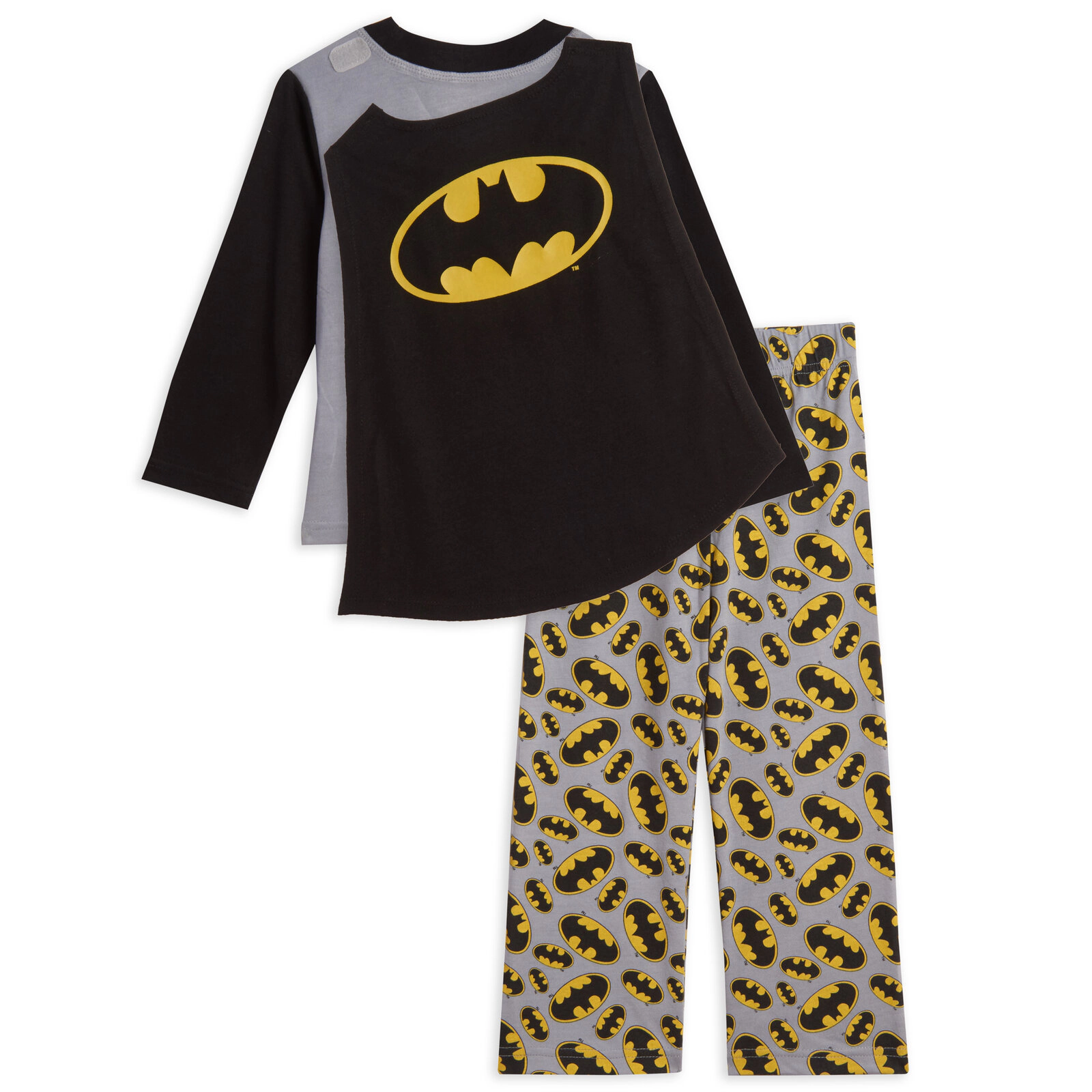 DC Comics Justice League Boys' Cosplay 3 Piece Pajama Shirt Pants and Cape Set
