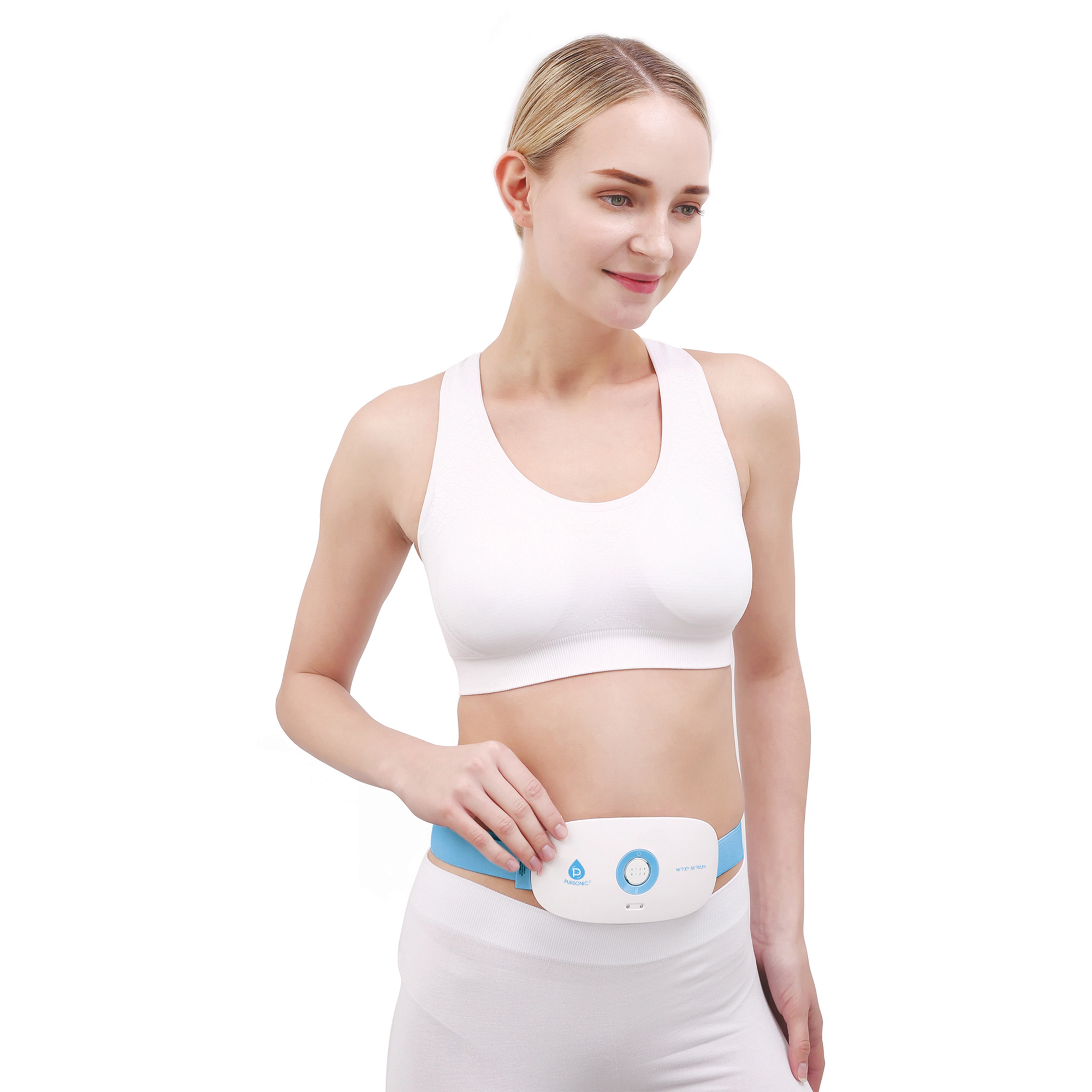 Pursonic Unisex Stomach & Back Massager, 3 Vibration Levels, 3 Heat Settings & USB Rechargeable