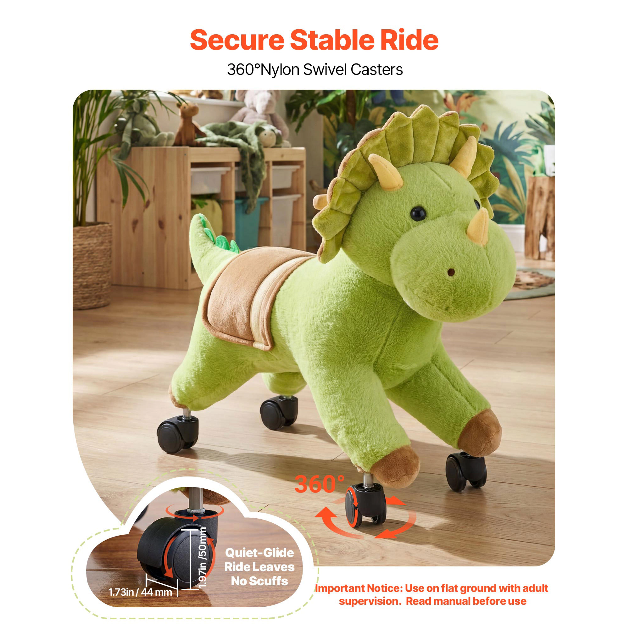 HONGGE Ride On Horse Riding Toys for Kids, No Battery Required, Smooth Wheels, Max Load Capacity for Ages