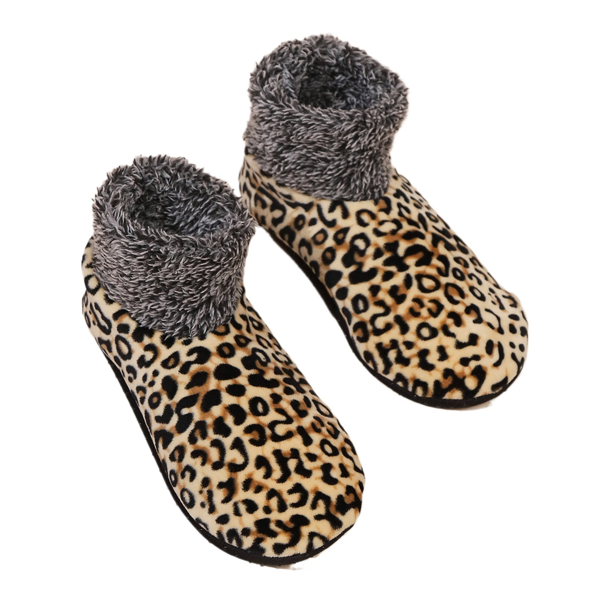 Women Leopard Print Winter Floor Crew Soft  Socks