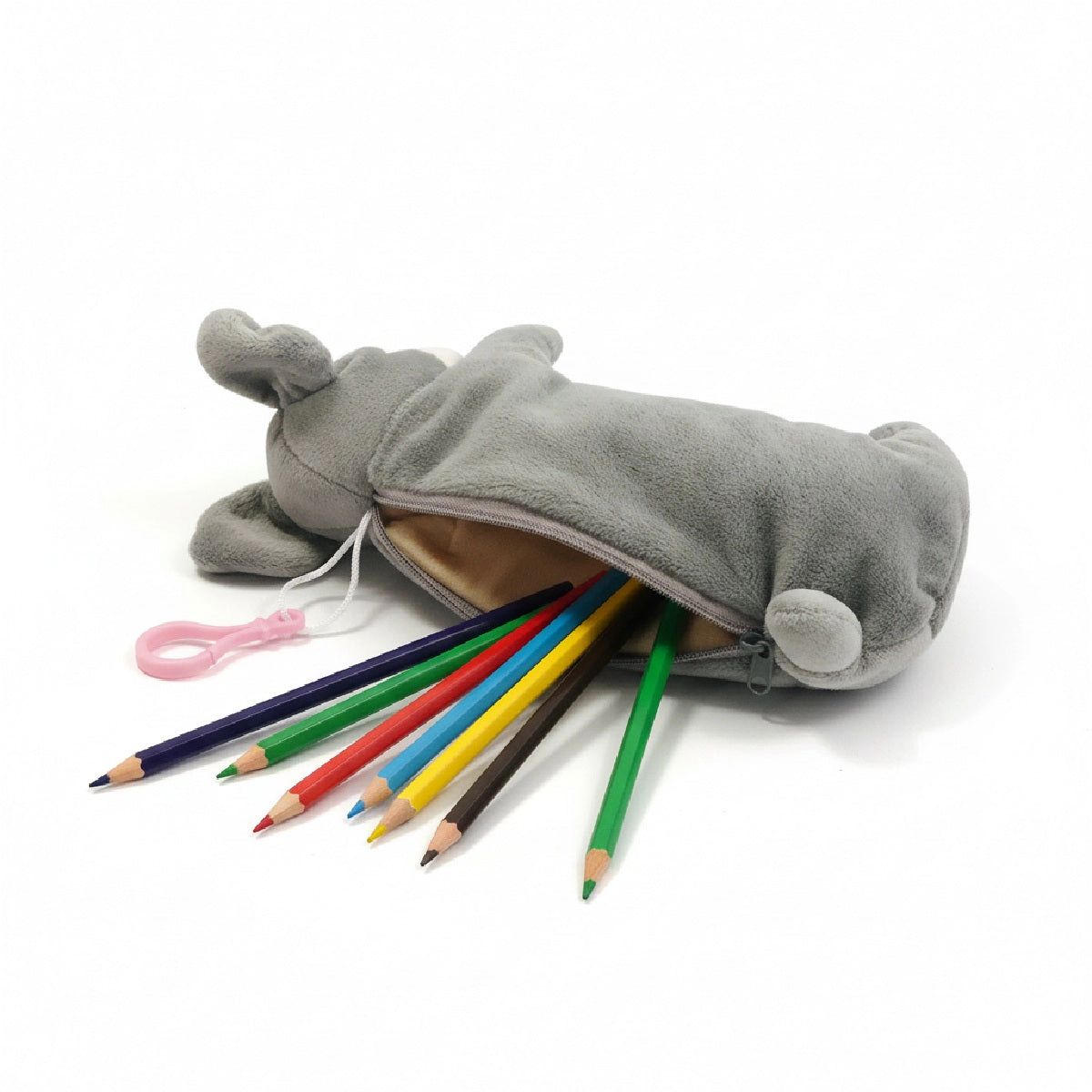 Wrapables Plush Dog Shaped Makeup Pouch, Gray